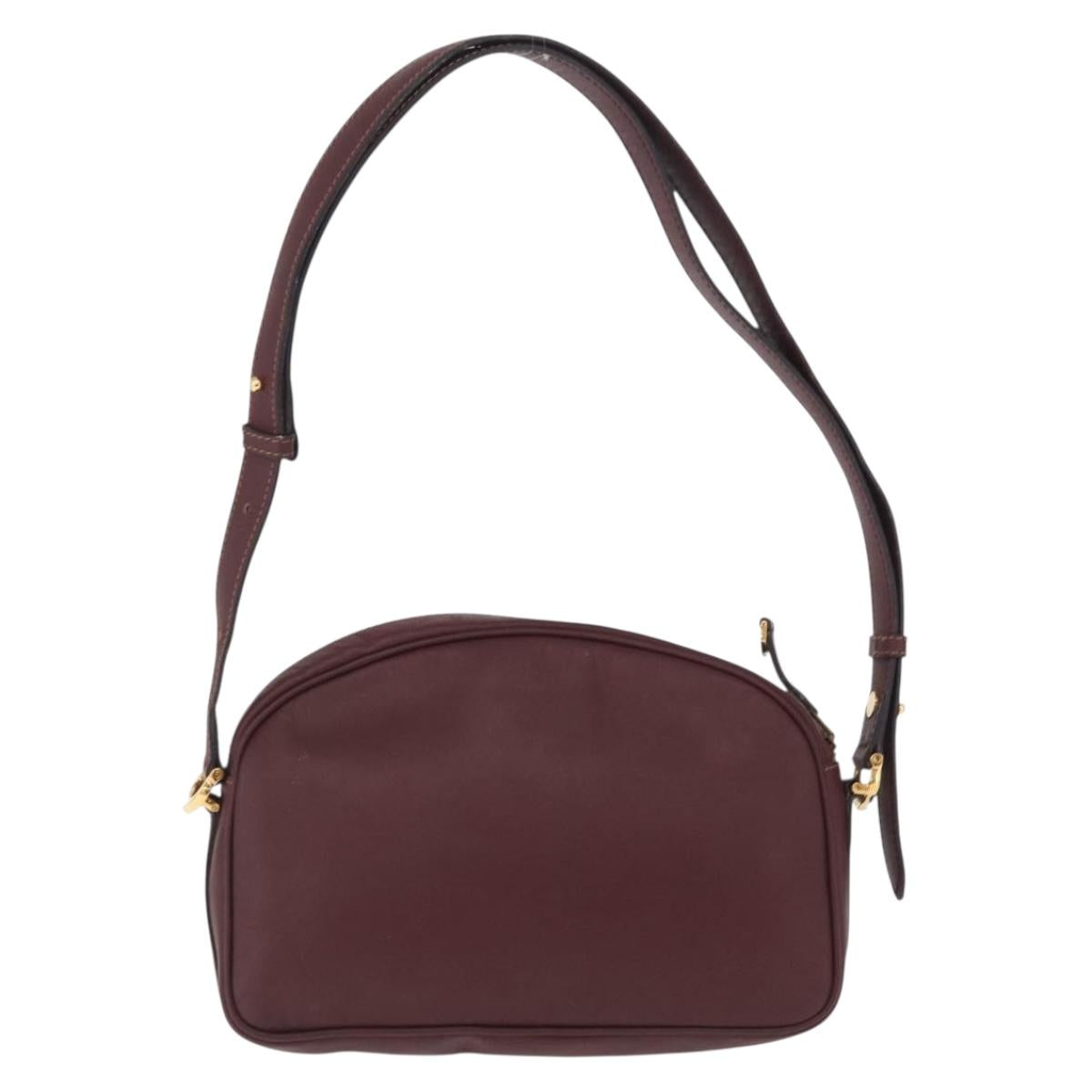 Cartier Must Line Shoulder Bag Leather Bordeaux Gold Auth 213073A