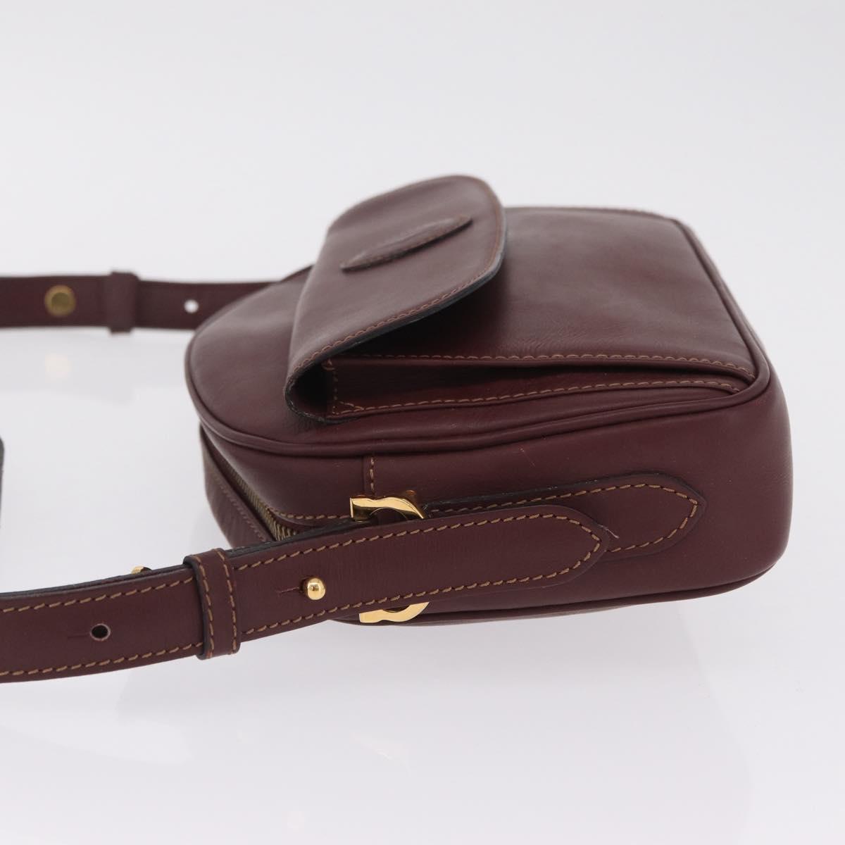 Cartier Must Line Shoulder Bag Leather Bordeaux Gold Auth 213073A