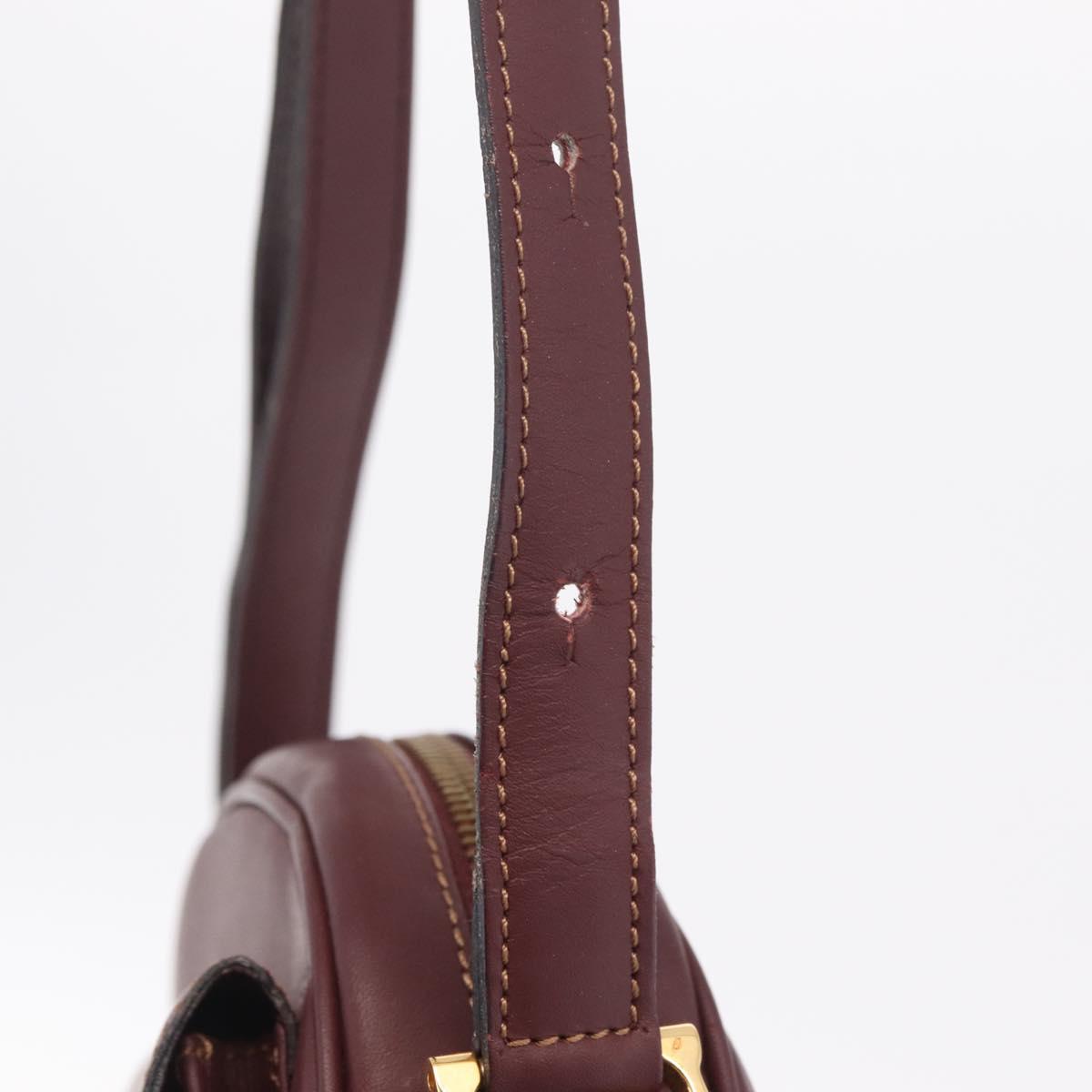 Cartier Must Line Shoulder Bag Leather Bordeaux Gold Auth 213073A