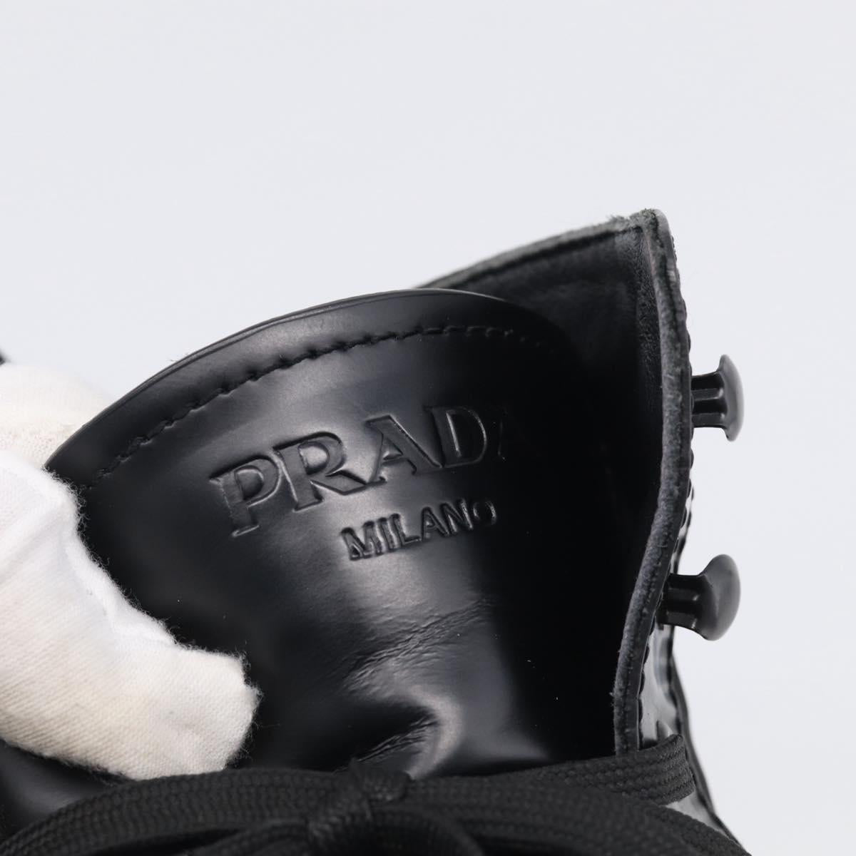 PRADA Combat Boots Brushed leather 45 Black Auth 213075