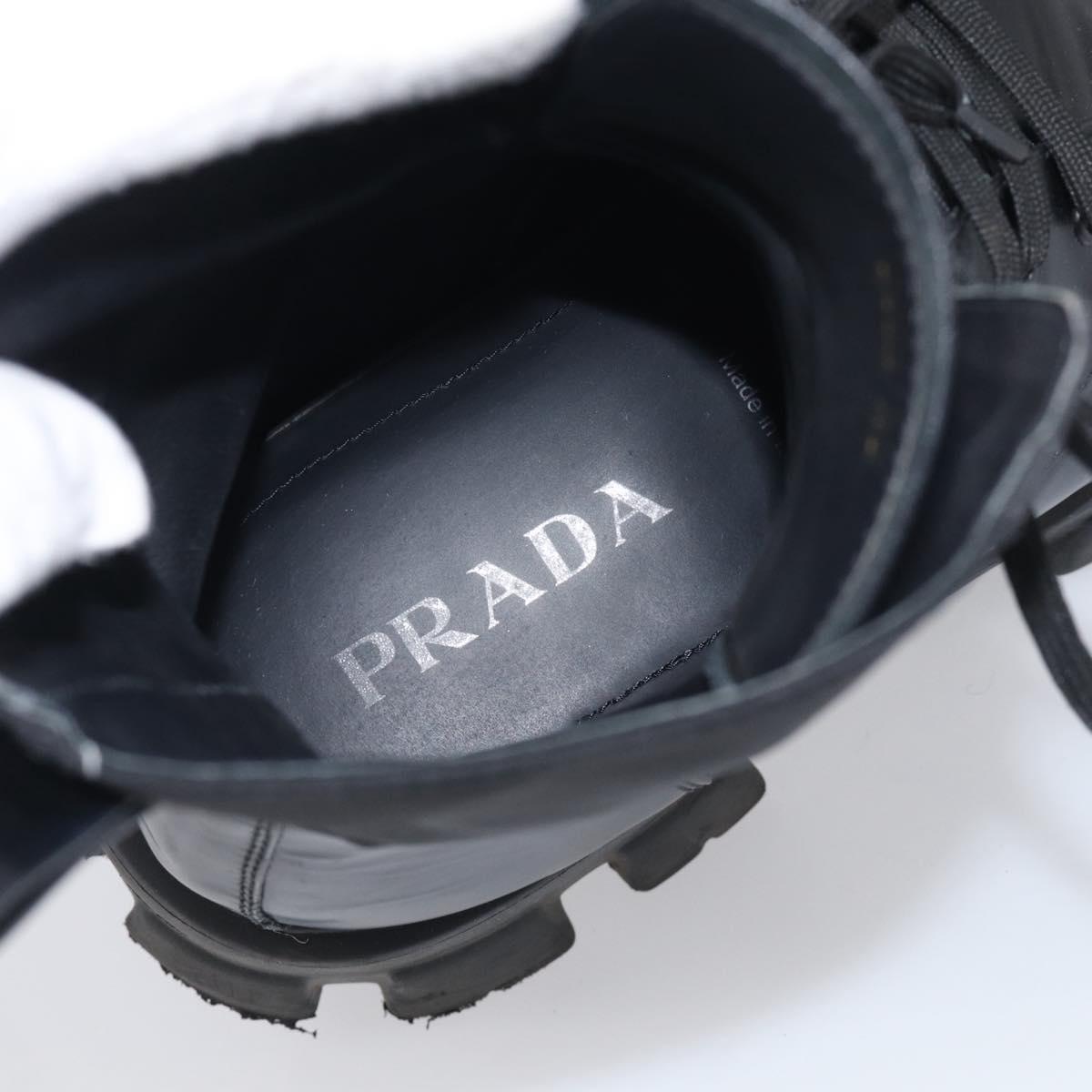 PRADA Combat Boots Brushed leather 45 Black Auth 213075