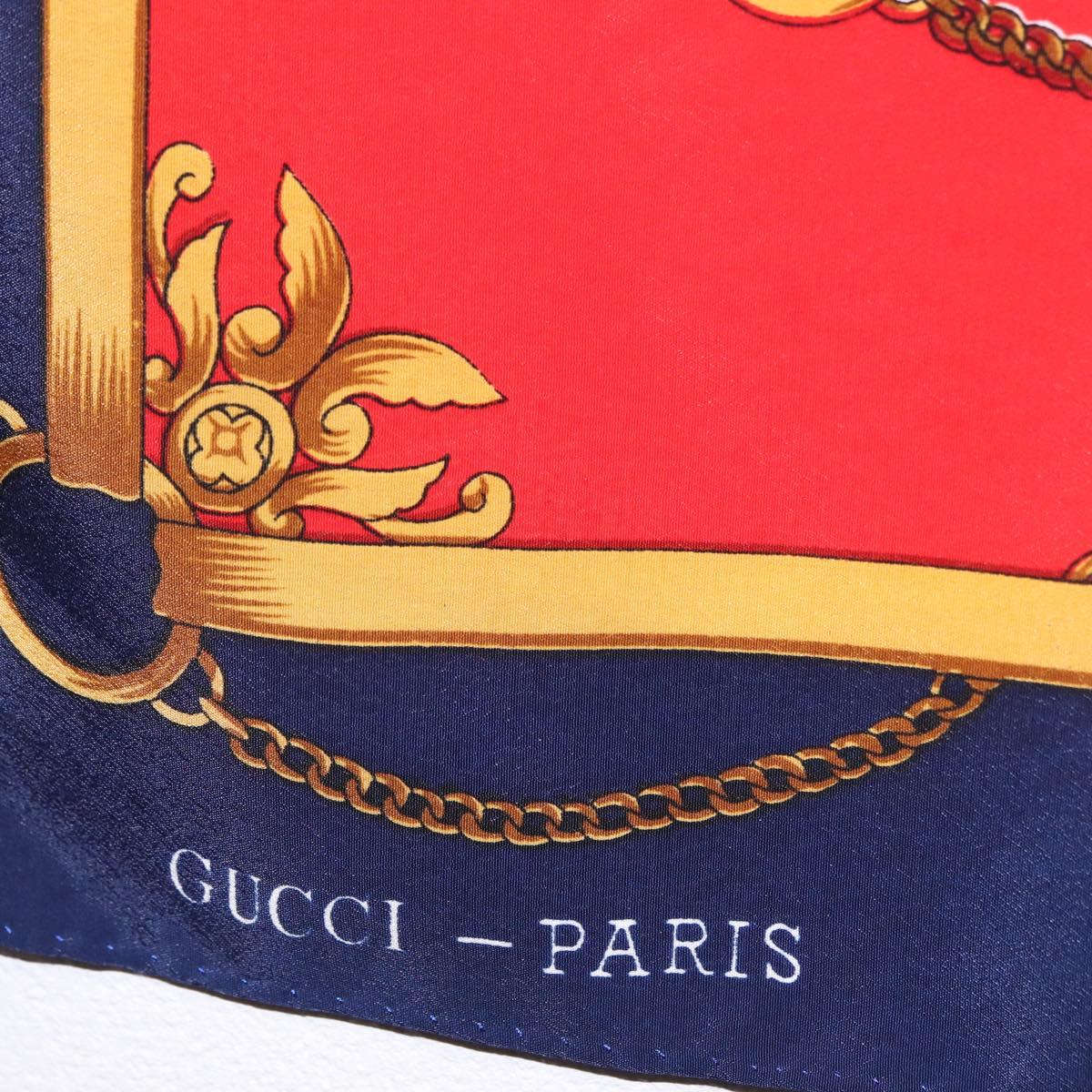 GUCCI Scarf Silk Navy Auth 213082