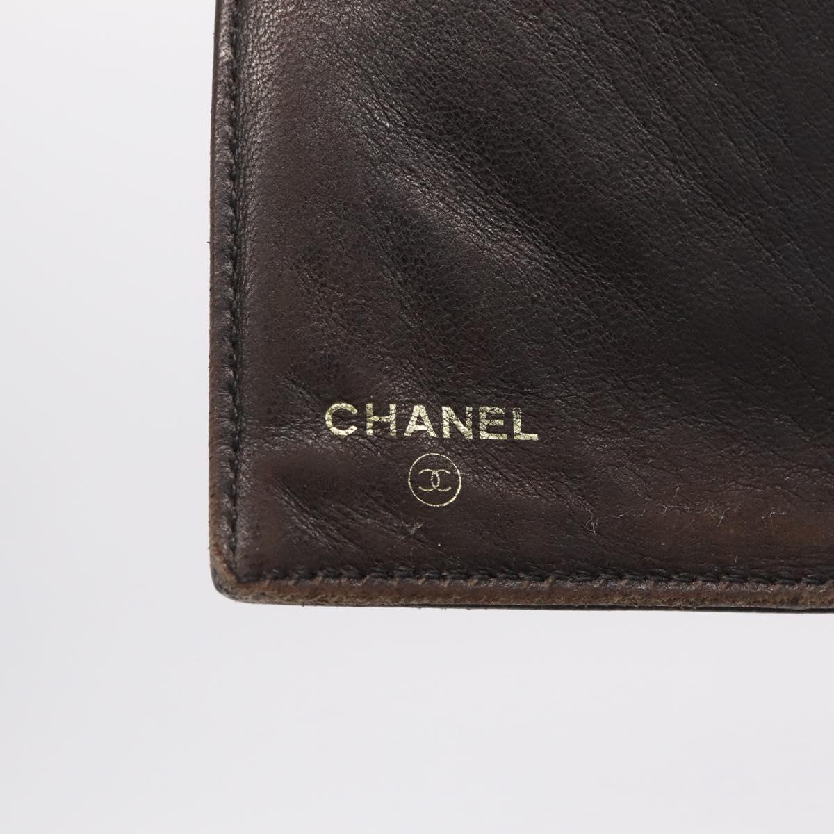 CHANEL Bifold Wallet Caviar Skin Black Gold CC Auth 213086