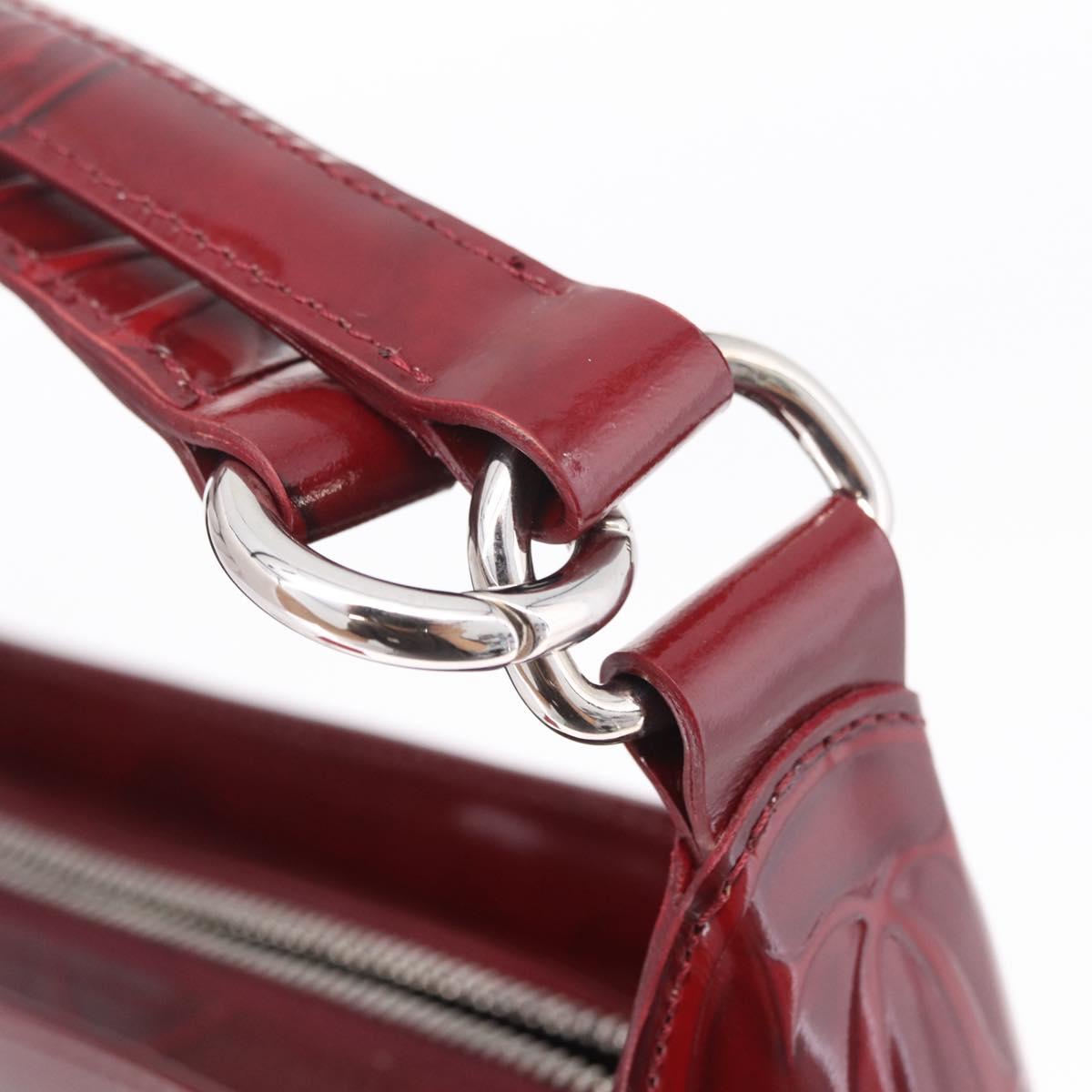 Cartier Must Line Shoulder Bag Patent leather Bordeaux Silver Auth 213137SAM