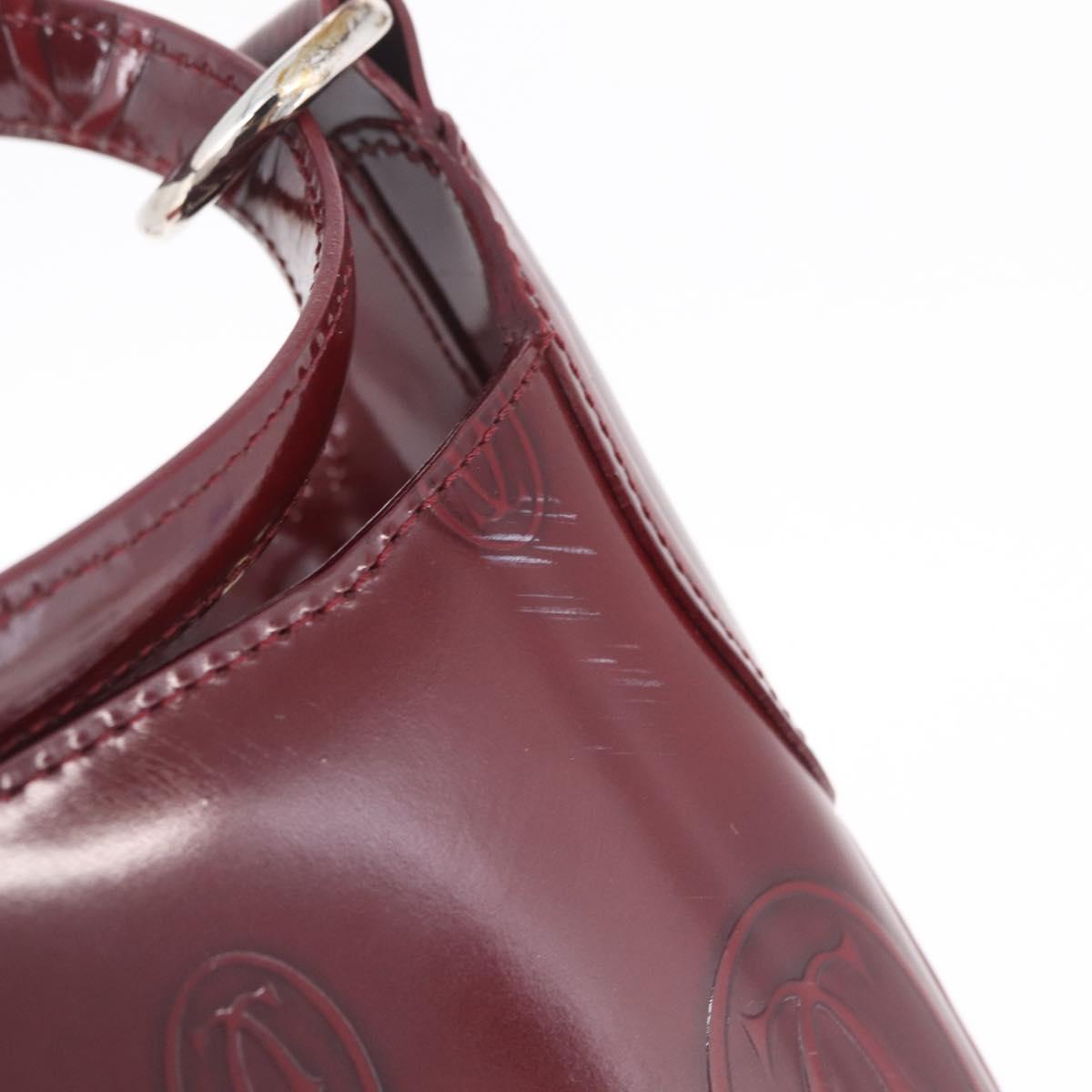 Cartier Must Line Shoulder Bag Patent leather Bordeaux Silver Auth 213137SAM