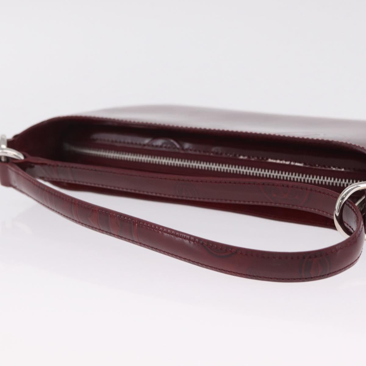 Cartier Must Line Shoulder Bag Patent leather Bordeaux Silver Auth 213137SAM