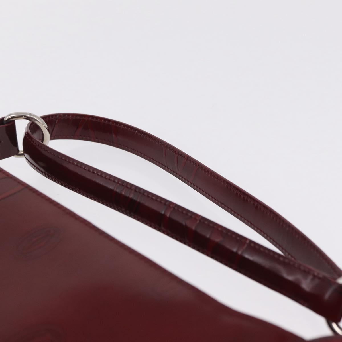 Cartier Must Line Shoulder Bag Patent leather Bordeaux Silver Auth 213137SAM