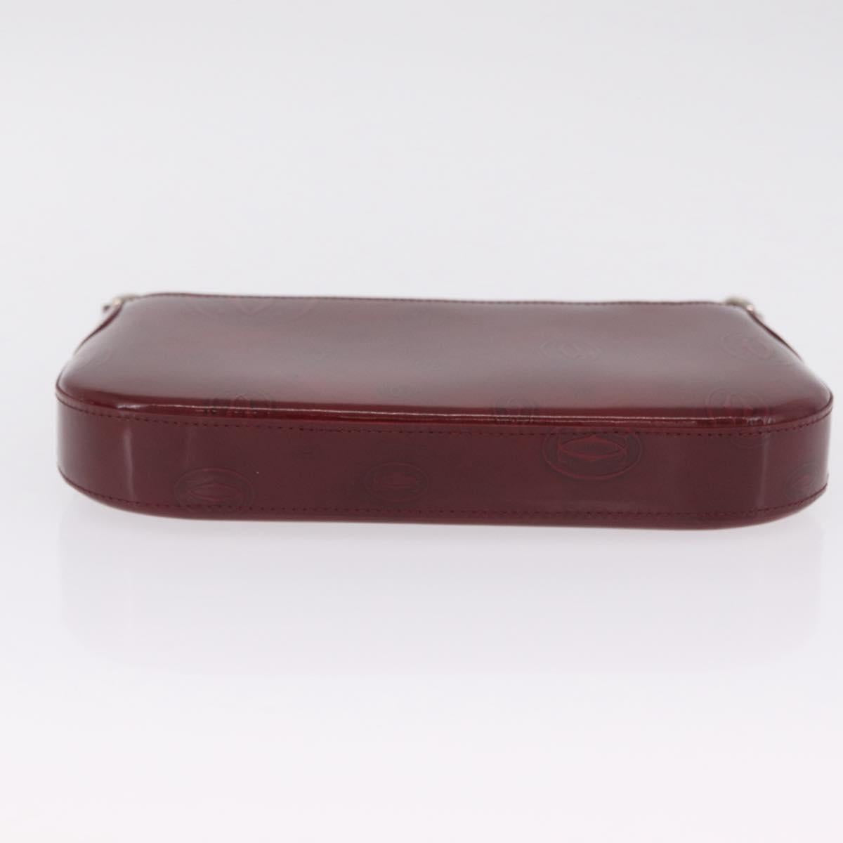 Cartier Must Line Shoulder Bag Patent leather Bordeaux Silver Auth 213137SAM