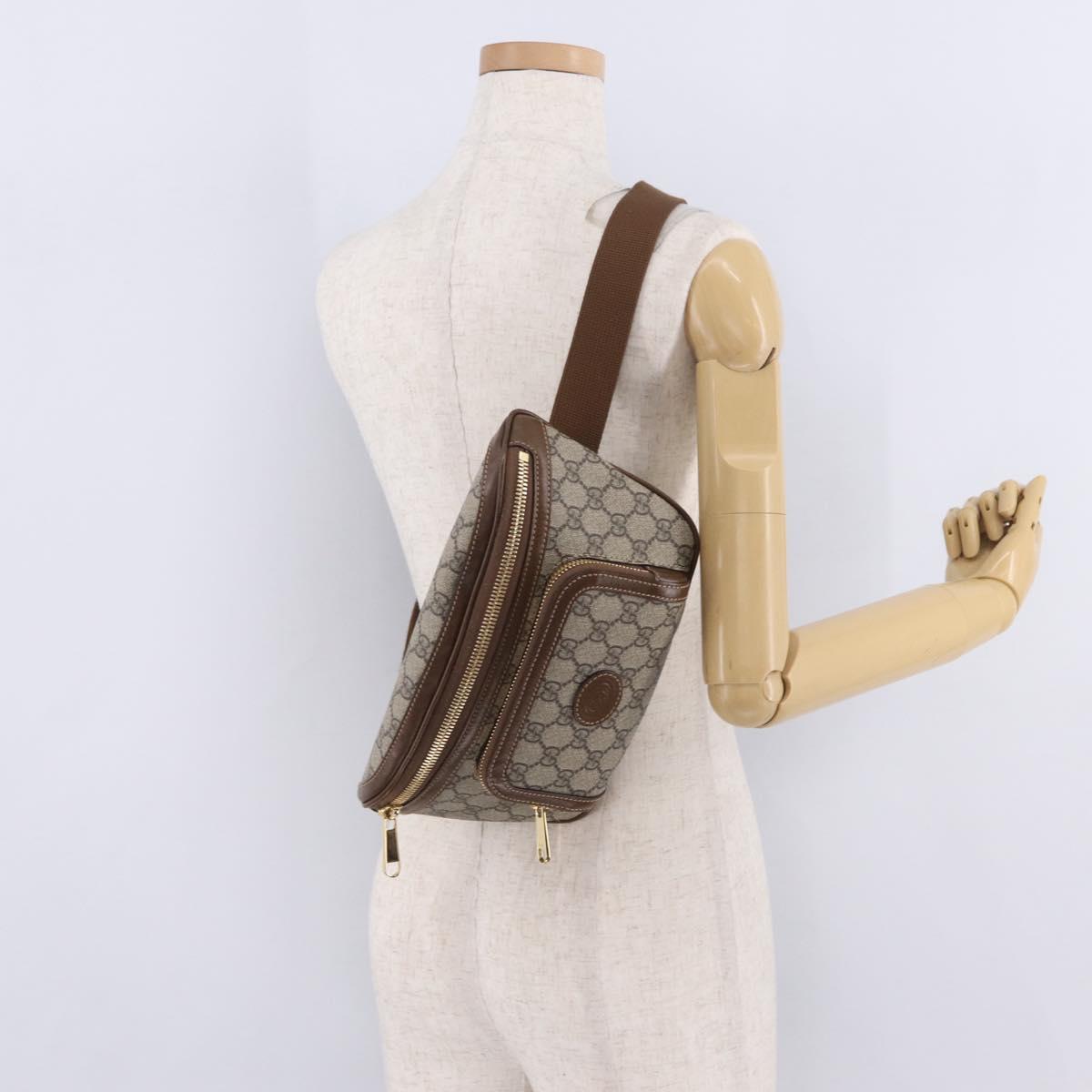 GUCCI GG Supreme Bum Bag Shoulder Bag PVC Beige Gold 733240 Auth 213138SAM