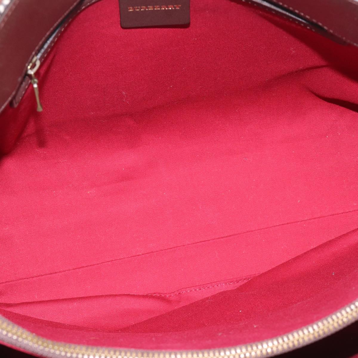 BURBERRY Nova Check Hand Bag Wool Beige Gold Auth 213140A