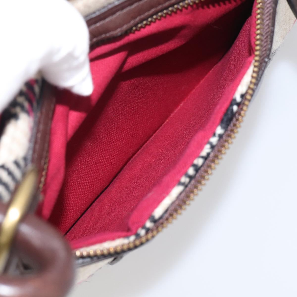 BURBERRY Nova Check Hand Bag Wool Beige Gold Auth 213140A
