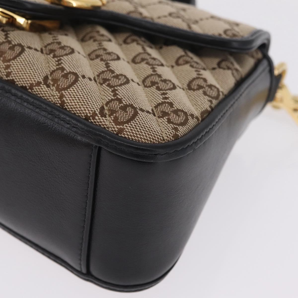 GUCCI GG Canvas Hand Bag Leather 2way Beige Gold 583571 Auth 213141SAM