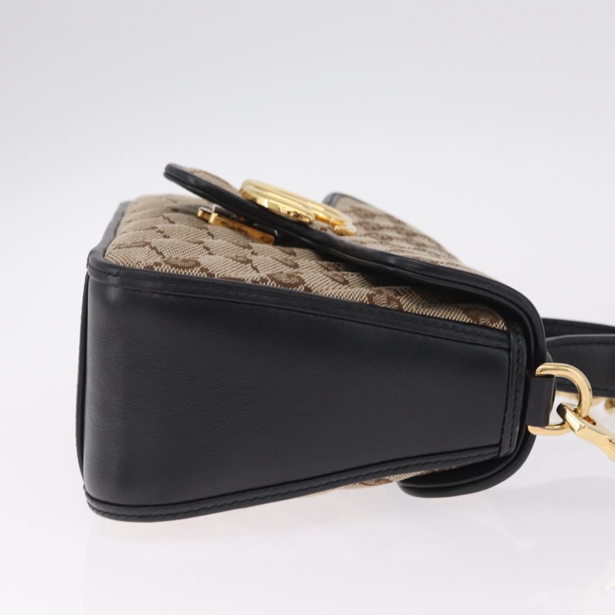 GUCCI GG Canvas Hand Bag Leather 2way Beige Gold 583571 Auth 213141SAM