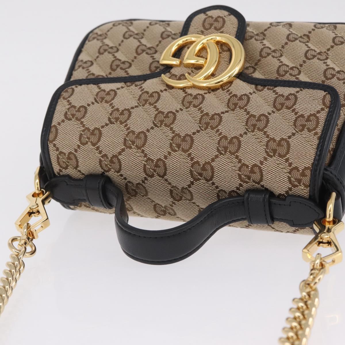 GUCCI GG Canvas Hand Bag Leather 2way Beige Gold 583571 Auth 213141SAM