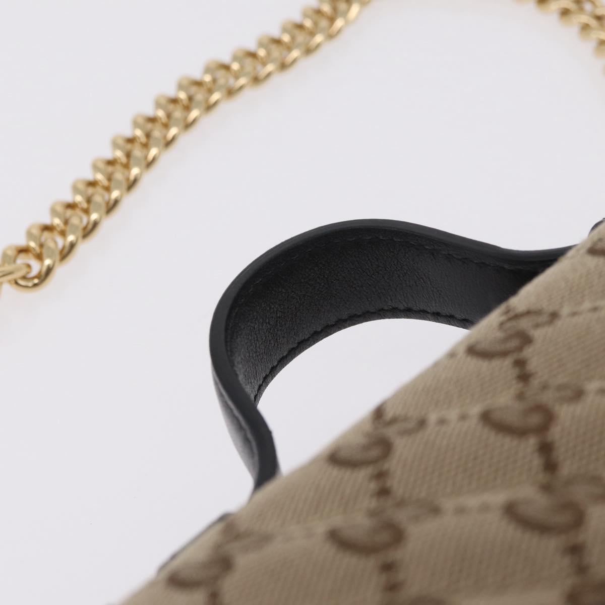GUCCI GG Canvas Hand Bag Leather 2way Beige Gold 583571 Auth 213141SAM