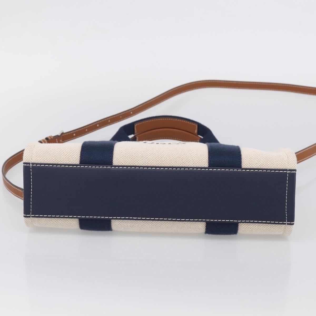Tory Burch Hand Bag Canvas 2way Beige Silver Auth 213142A