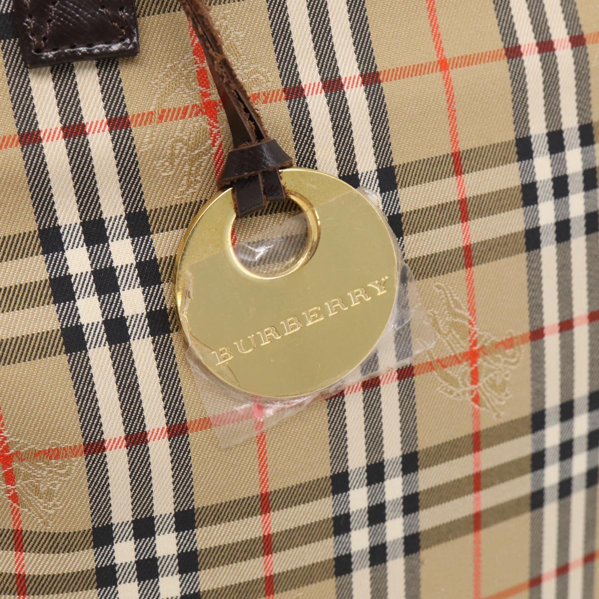 BURBERRY Nova Check Tote Bag Canvas Beige Gold Auth 213143V