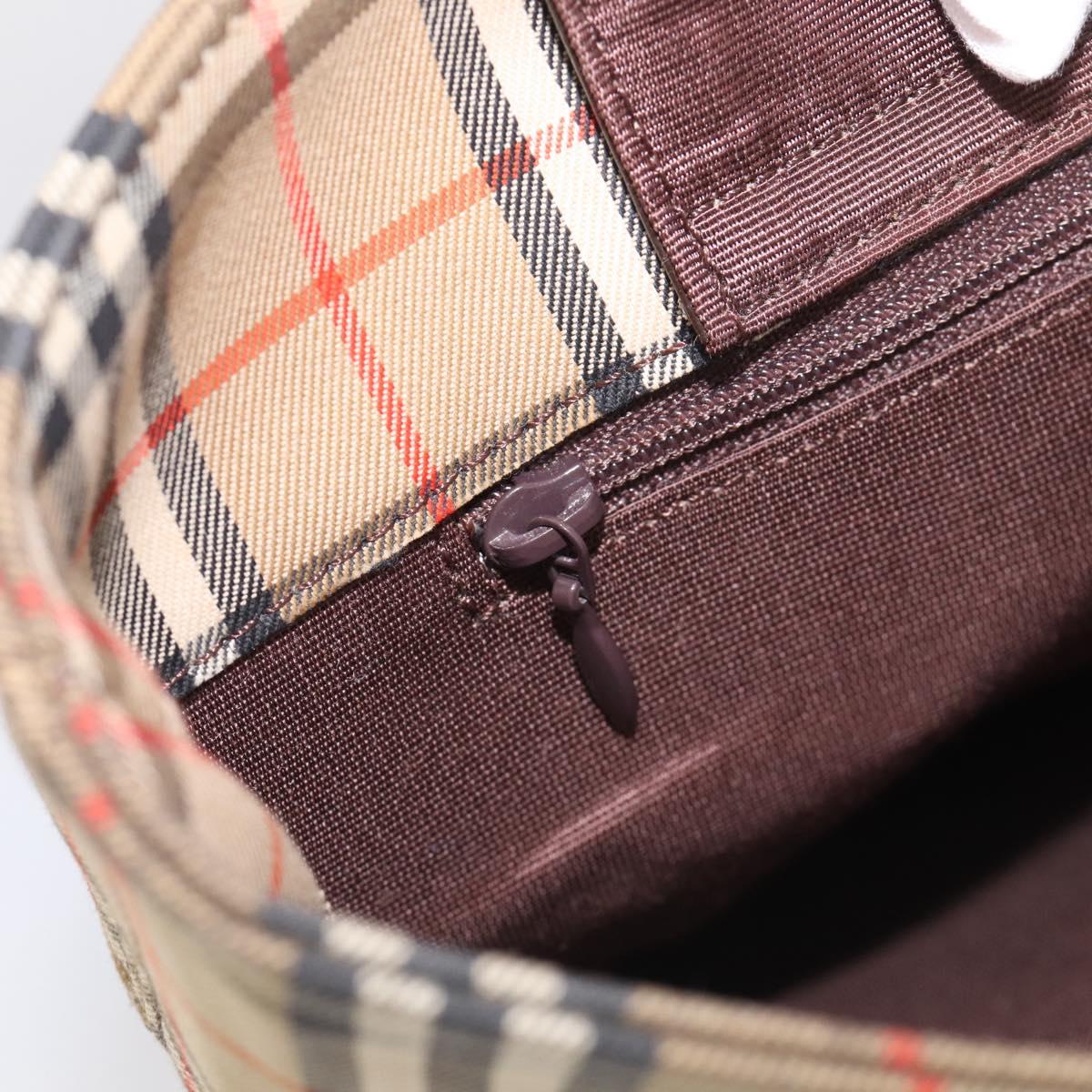 BURBERRY Nova Check Tote Bag Canvas Beige Gold Auth 213143V