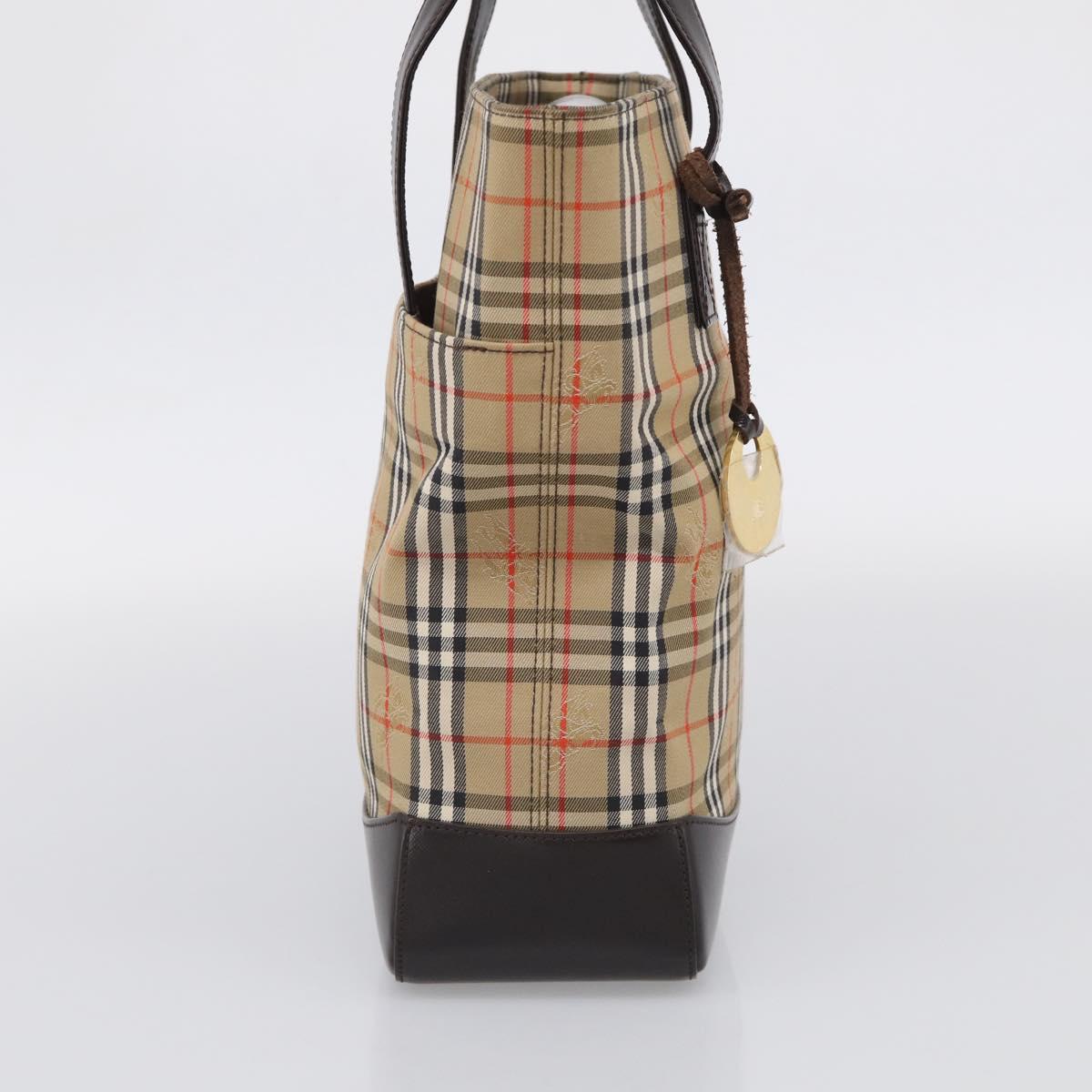 BURBERRY Nova Check Tote Bag Canvas Beige Gold Auth 213143V
