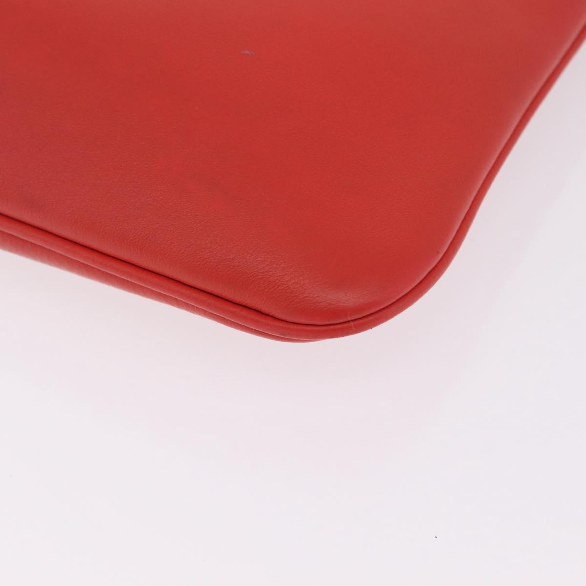 Balenciaga Everyday Pouch M Clutch Bag Leather Red Silver 516358 Auth 213145A