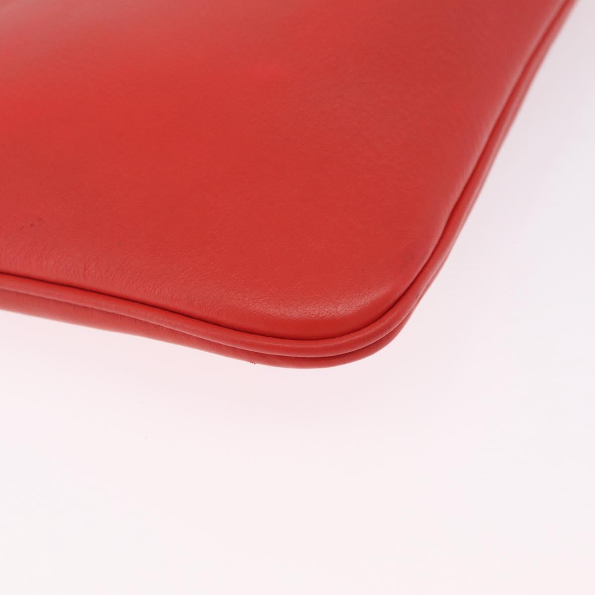 Balenciaga Everyday Pouch M Clutch Bag Leather Red Silver 516358 Auth 213145A