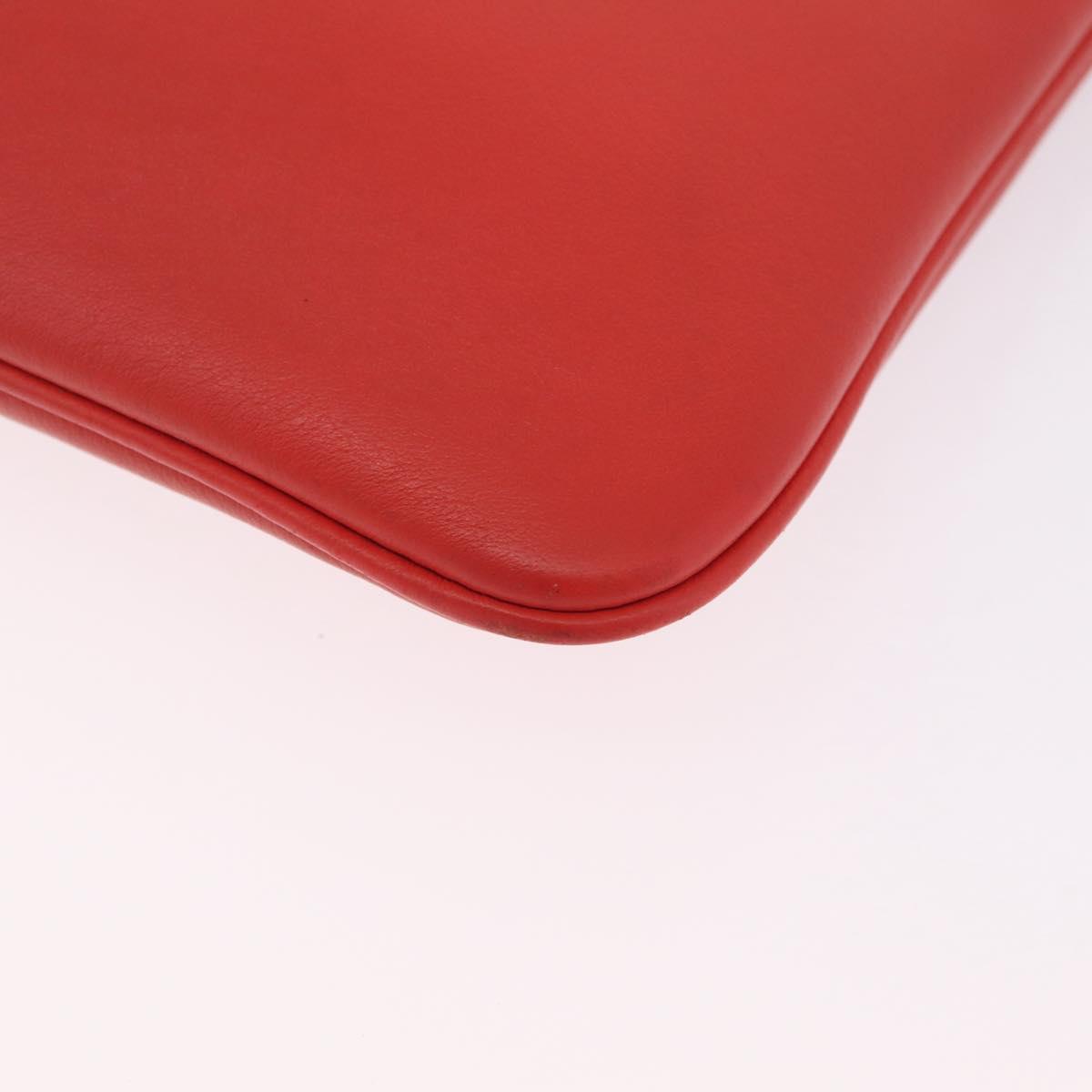 Balenciaga Everyday Pouch M Clutch Bag Leather Red Silver 516358 Auth 213145A