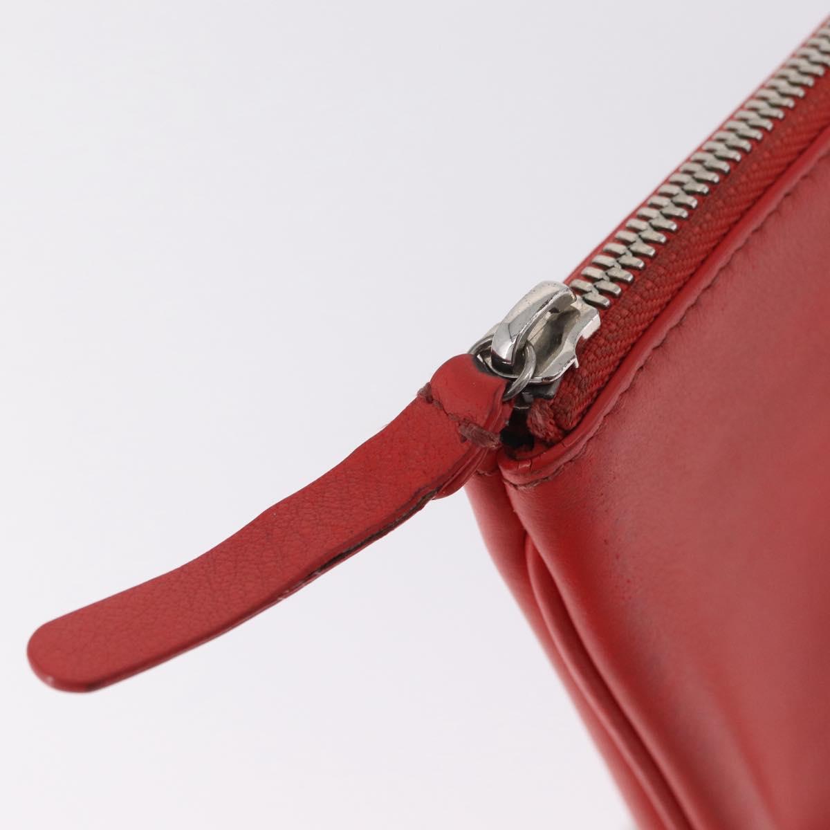 Balenciaga Everyday Pouch M Clutch Bag Leather Red Silver 516358 Auth 213145A