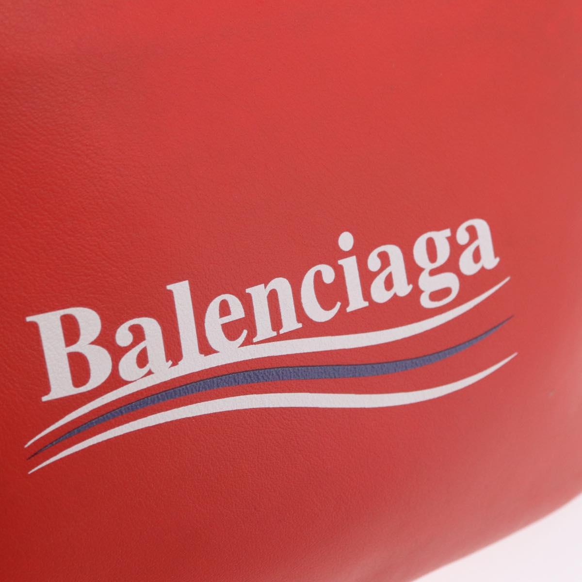 Balenciaga Everyday Pouch M Clutch Bag Leather Red Silver 516358 Auth 213145A