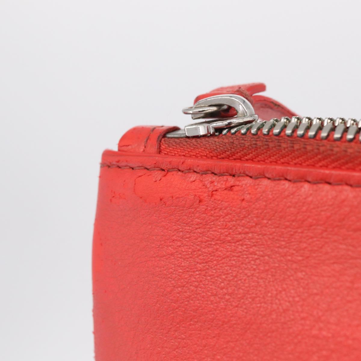 Balenciaga Everyday Pouch M Clutch Bag Leather Red Silver 516358 Auth 213145A