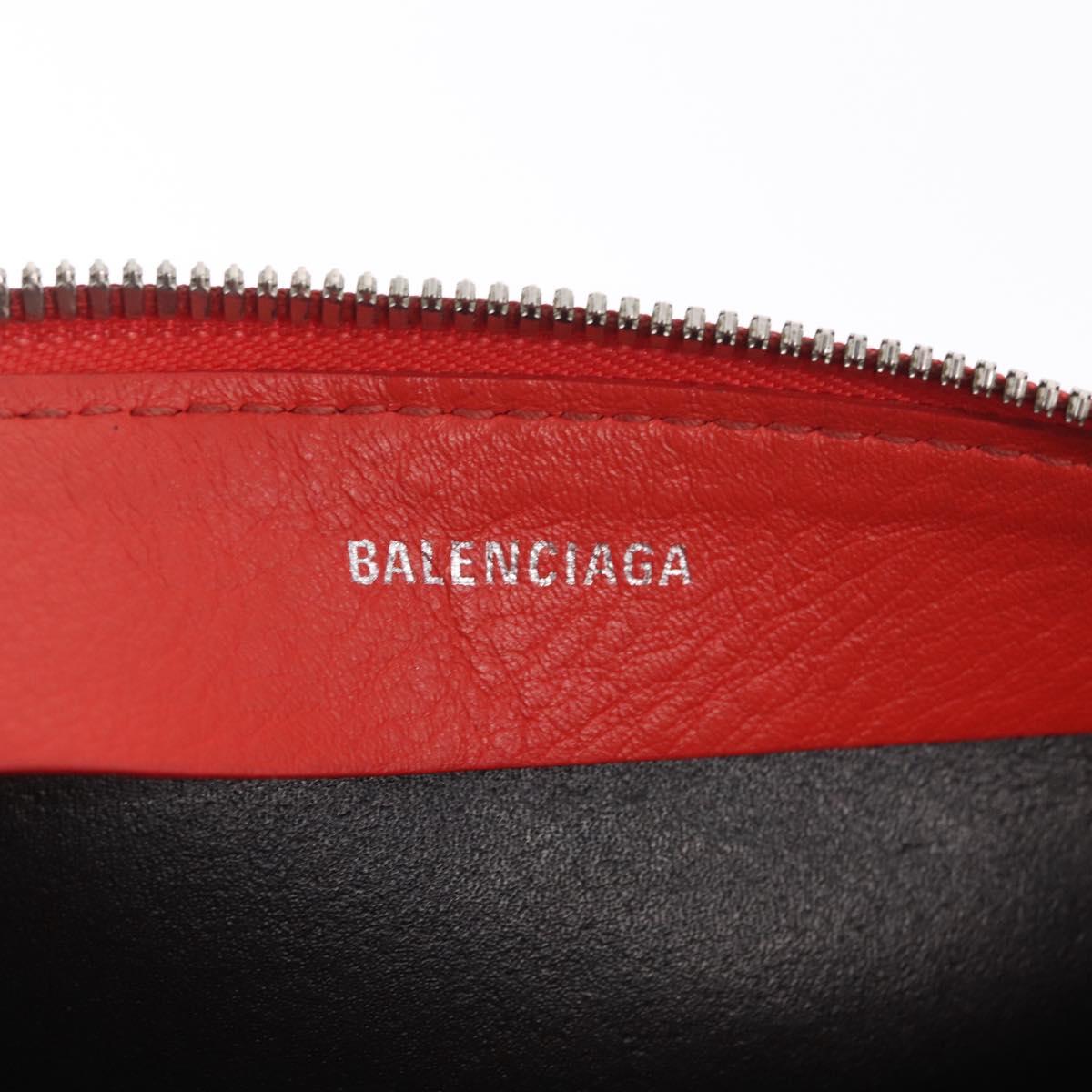Balenciaga Everyday Pouch M Clutch Bag Leather Red Silver 516358 Auth 213145A
