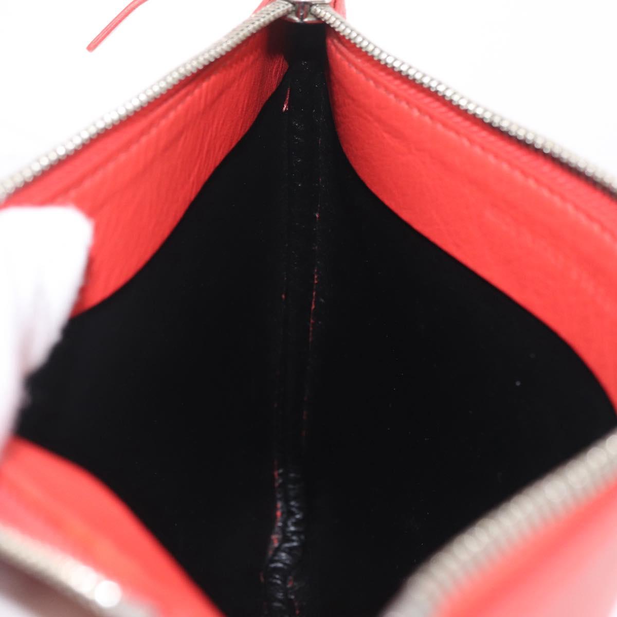 Balenciaga Everyday Pouch M Clutch Bag Leather Red Silver 516358 Auth 213145A