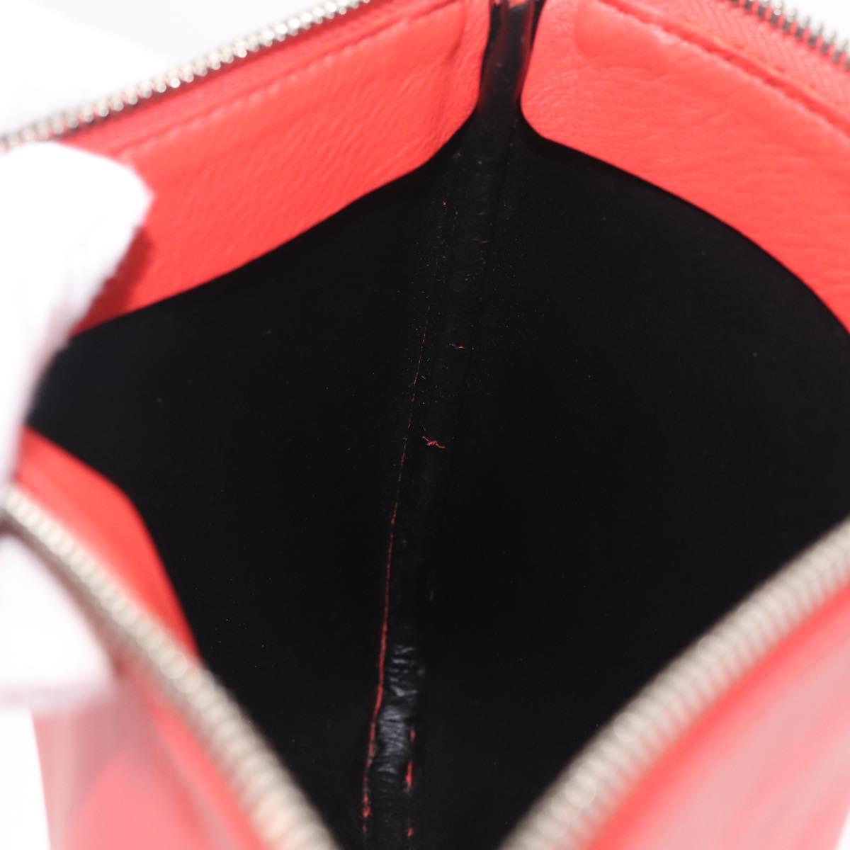 Balenciaga Everyday Pouch M Clutch Bag Leather Red Silver 516358 Auth 213145A