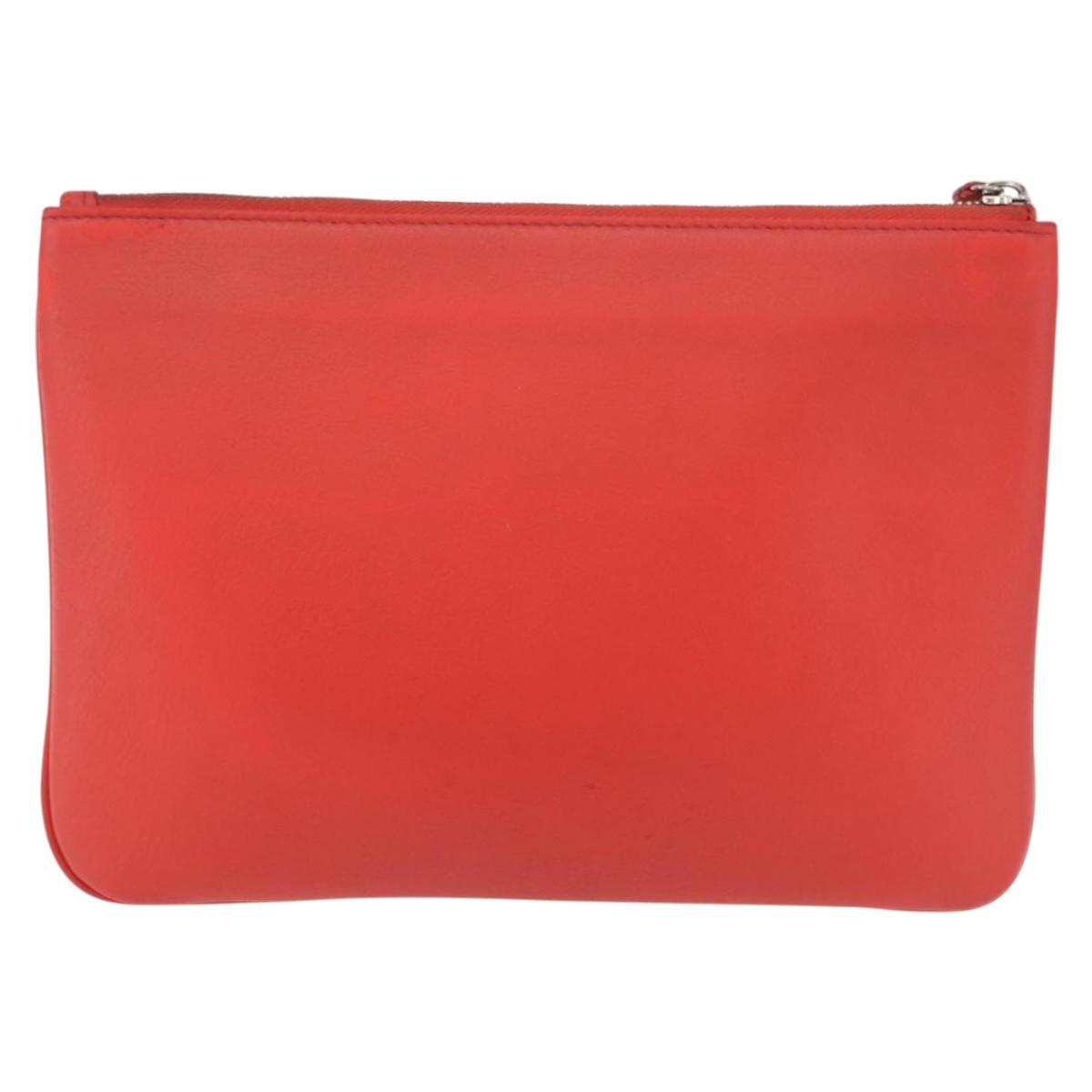 Balenciaga Everyday Pouch M Clutch Bag Leather Red Silver 516358 Auth 213145A