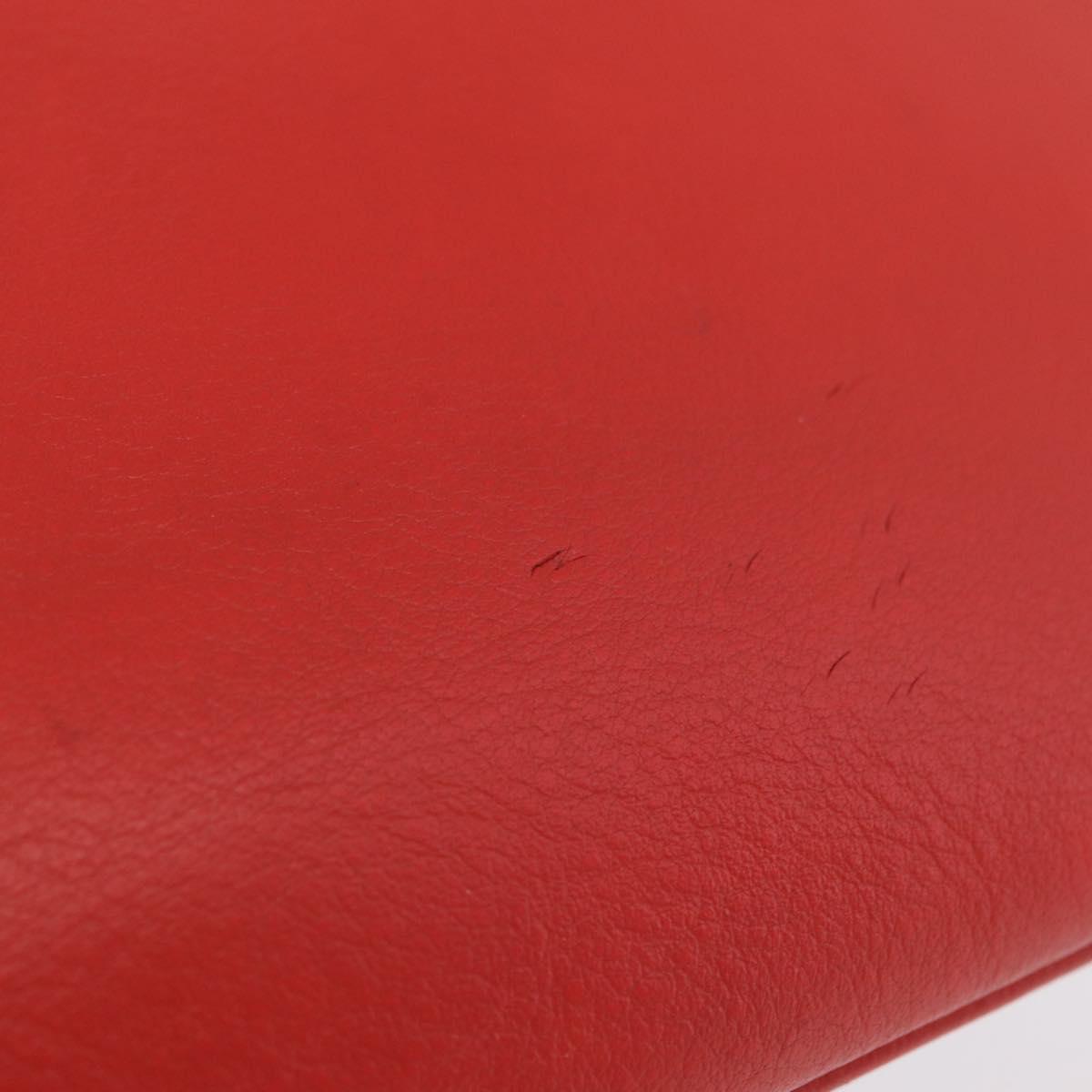 Balenciaga Everyday Pouch M Clutch Bag Leather Red Silver 516358 Auth 213145A