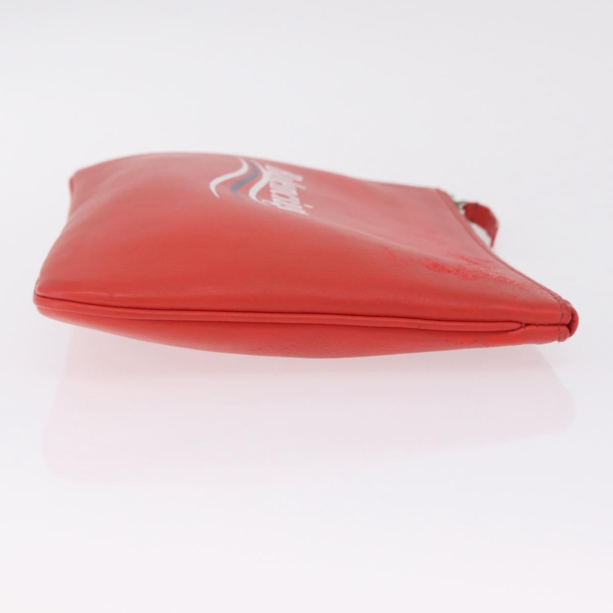 Balenciaga Everyday Pouch M Clutch Bag Leather Red Silver 516358 Auth 213145A