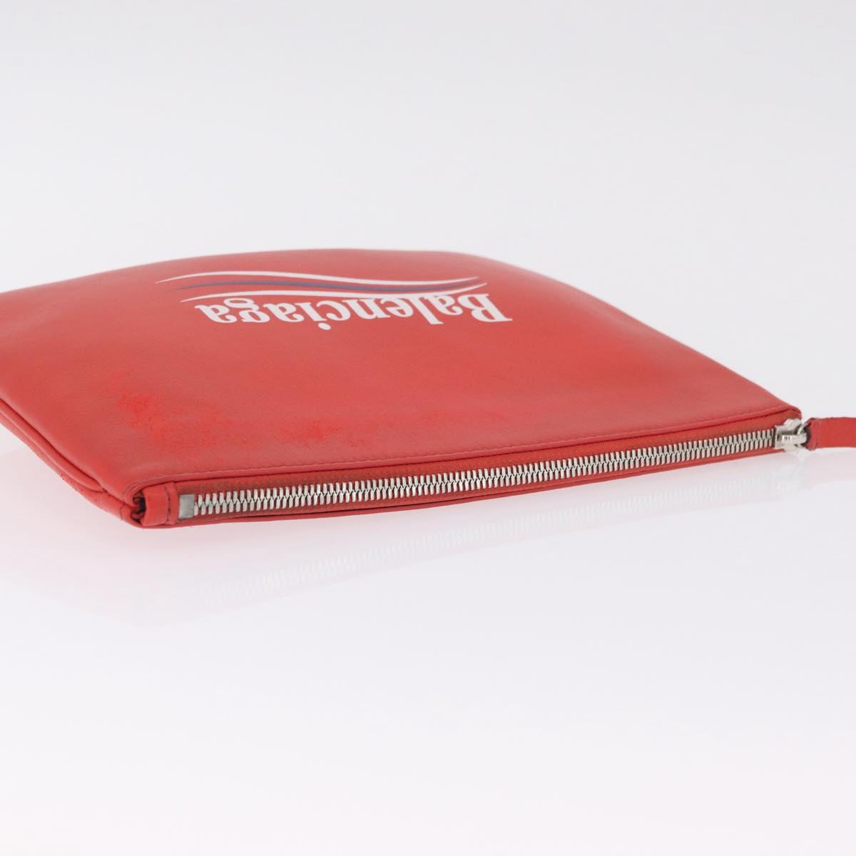 Balenciaga Everyday Pouch M Clutch Bag Leather Red Silver 516358 Auth 213145A