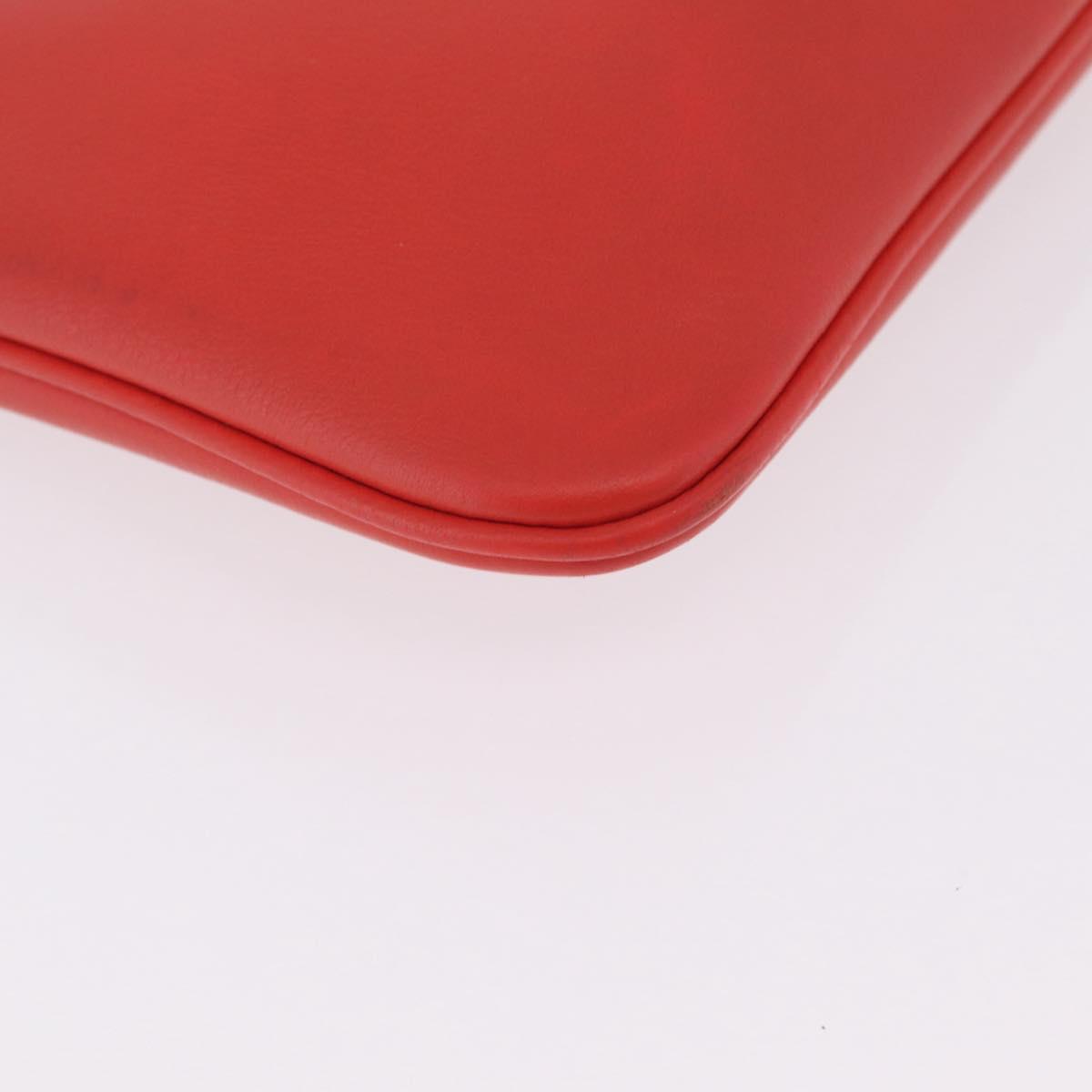 Balenciaga Everyday Pouch M Clutch Bag Leather Red Silver 516358 Auth 213145A