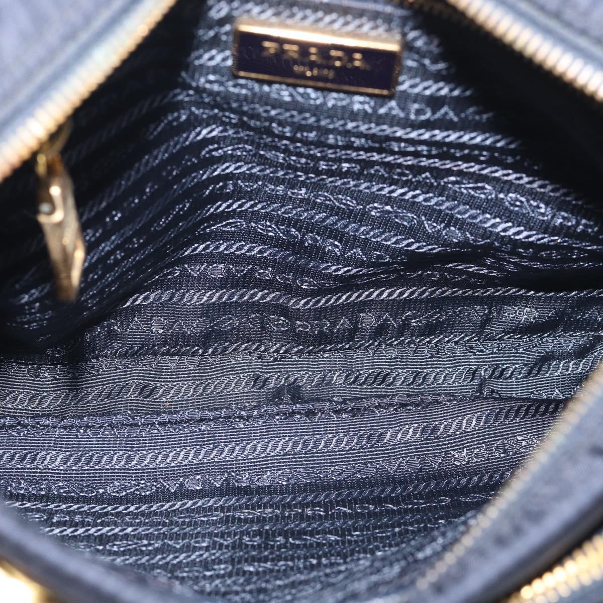 PRADA Shoulder Bag Nylon Navy Gold Auth 213147A