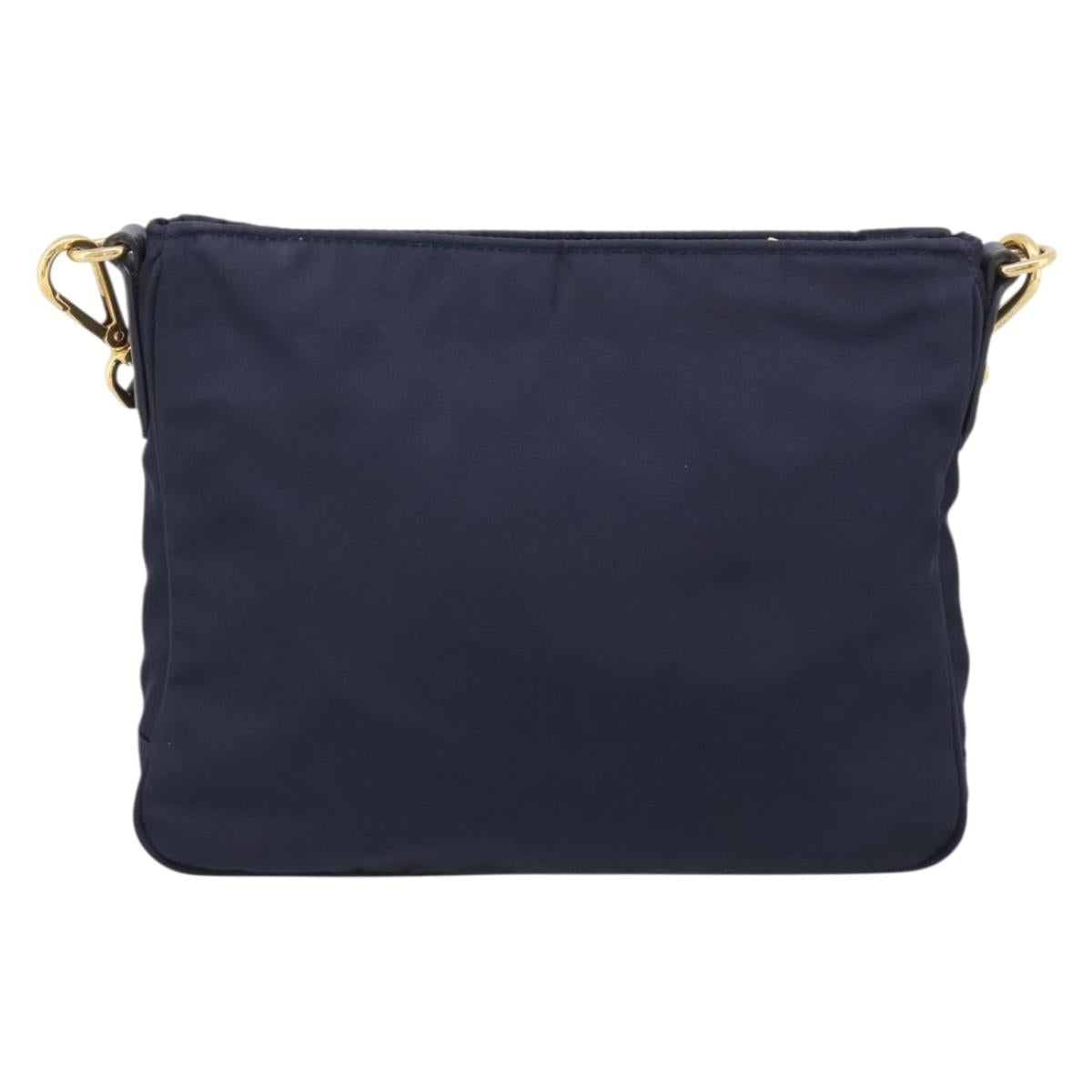 PRADA Shoulder Bag Nylon Navy Gold Auth 213147A