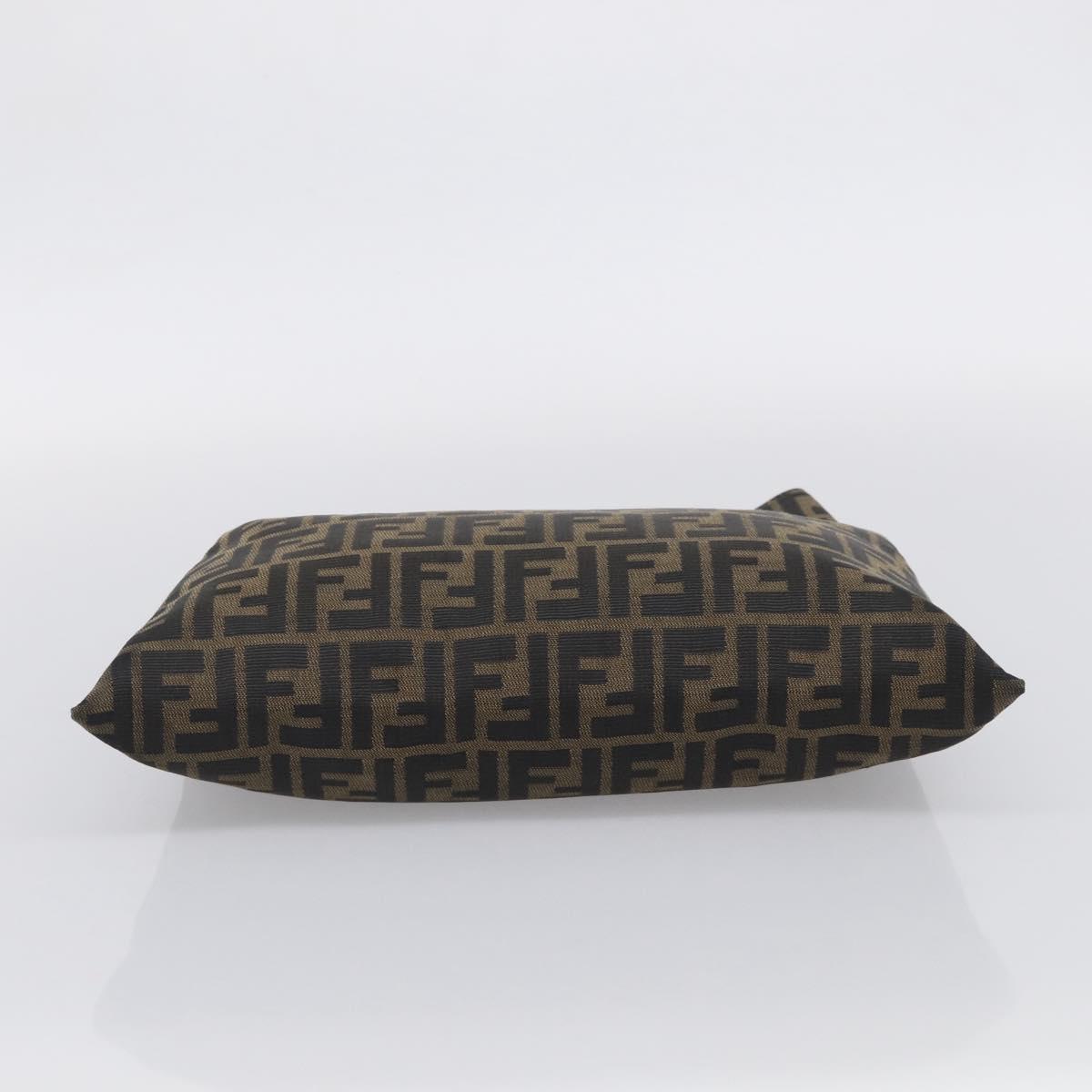 FENDI Zucca Canvas Hand Bag Brown Black Auth 213149V
