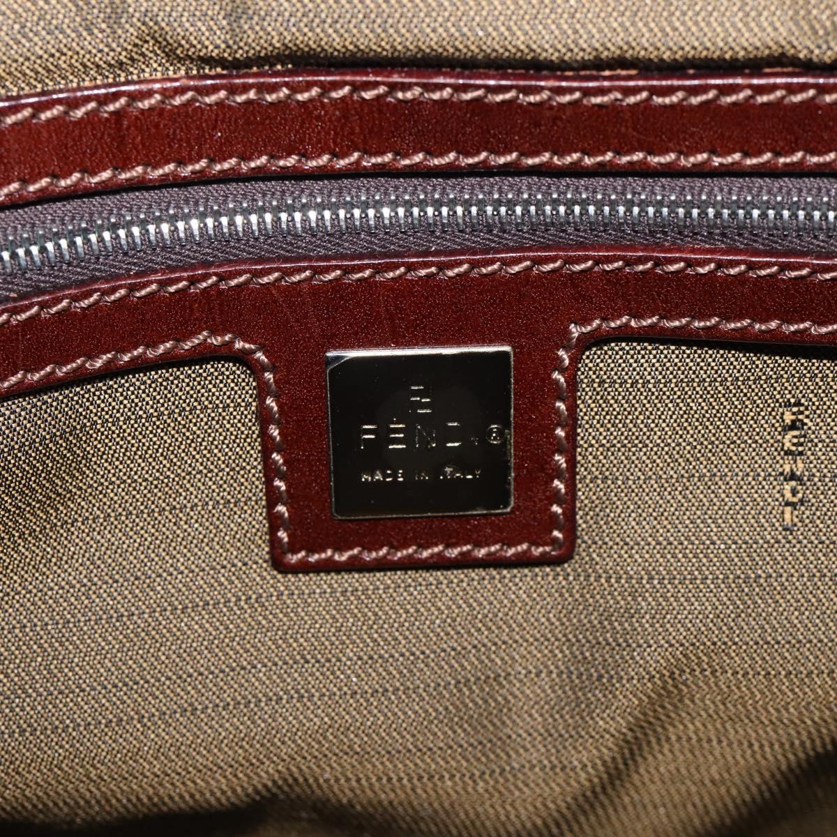 FENDI Zucca Canvas Hand Bag Brown Black Auth 213149V