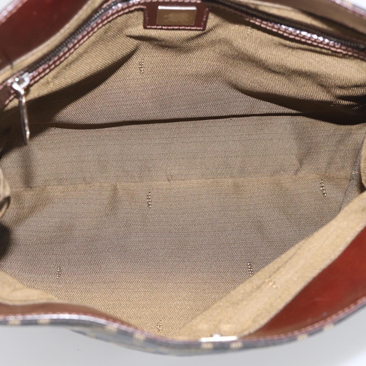 FENDI Zucca Canvas Hand Bag Brown Black Auth 213149V