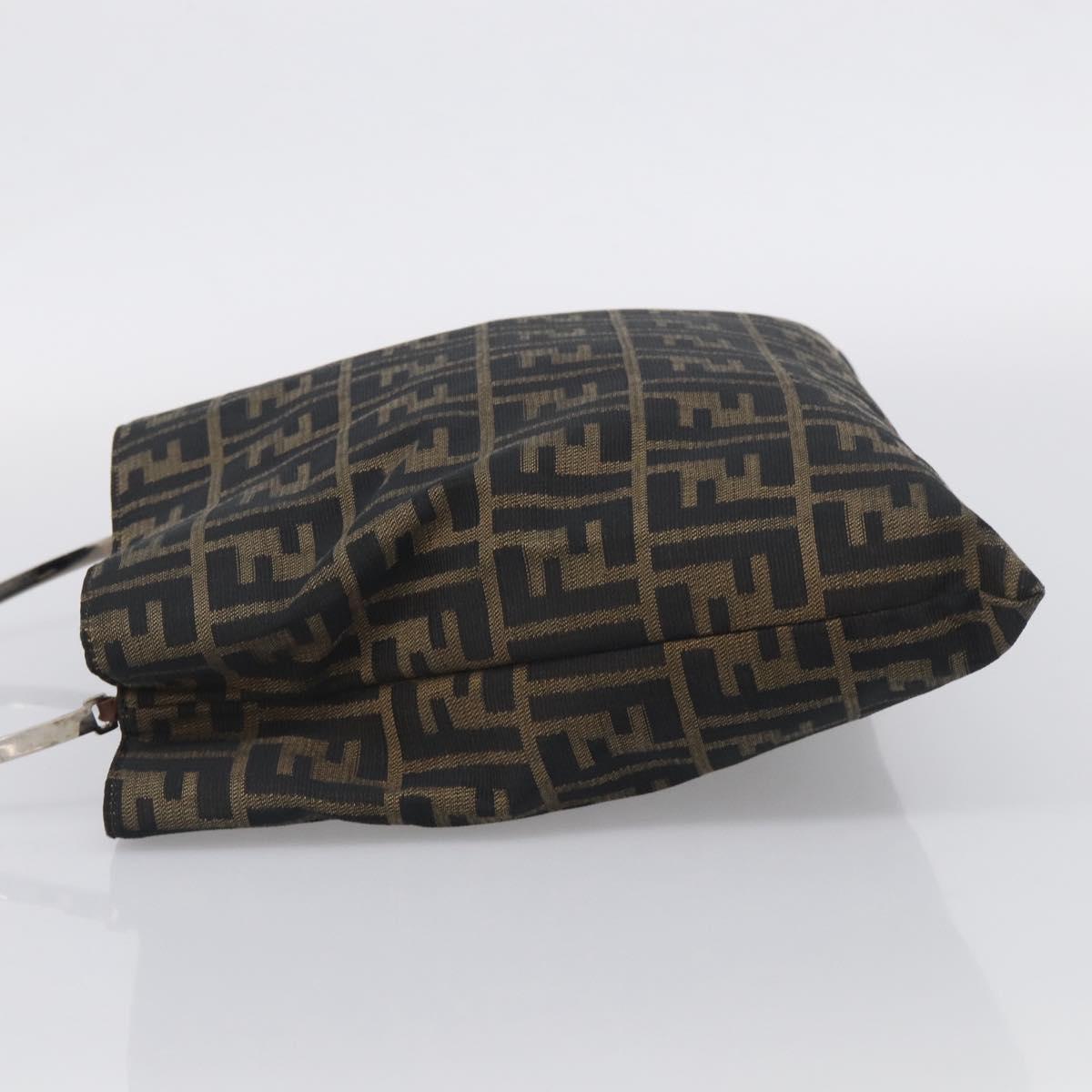 FENDI Zucca Canvas Hand Bag Brown Black Auth 213149V