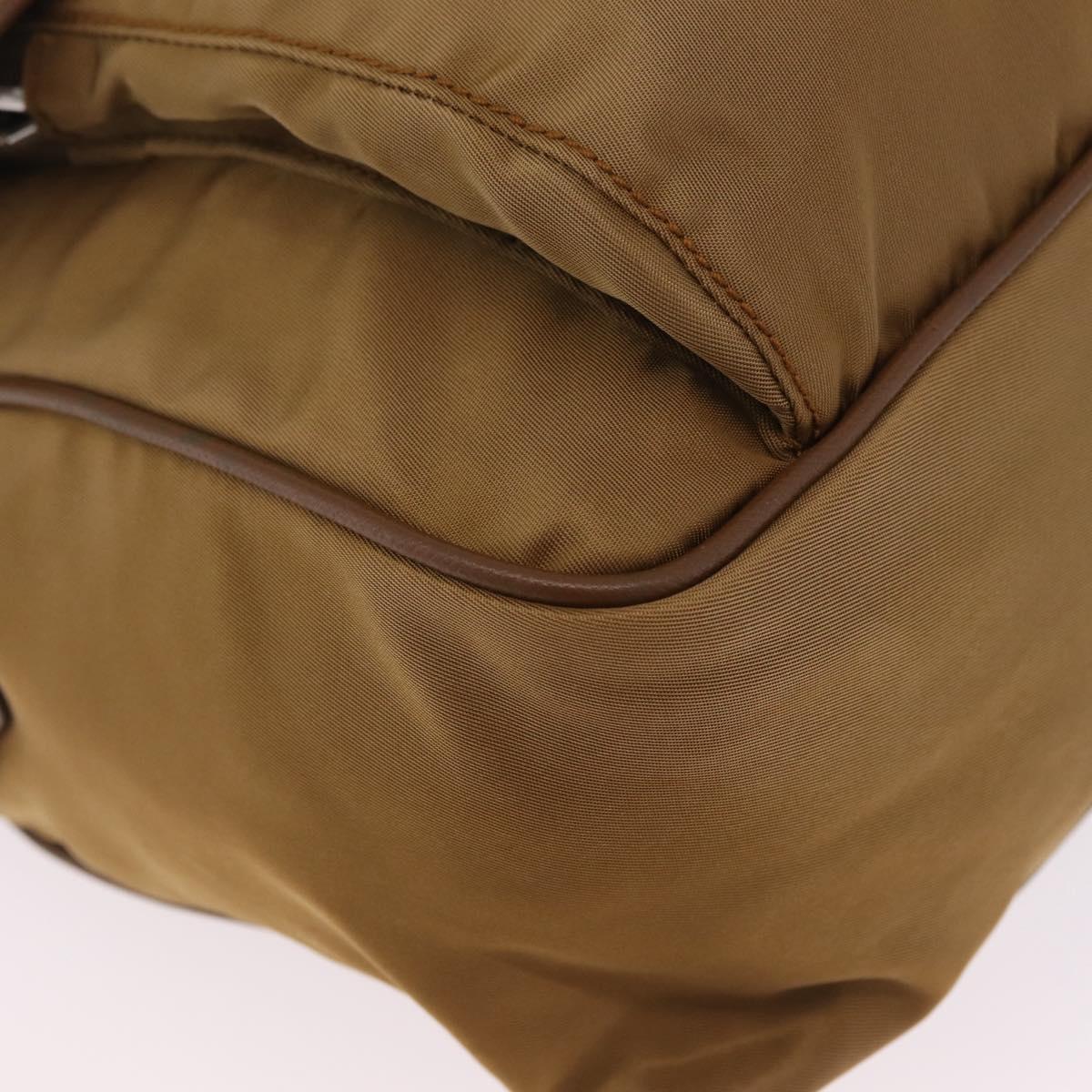PRADA Shoulder Bag Nylon Brown Silver Auth 213150A