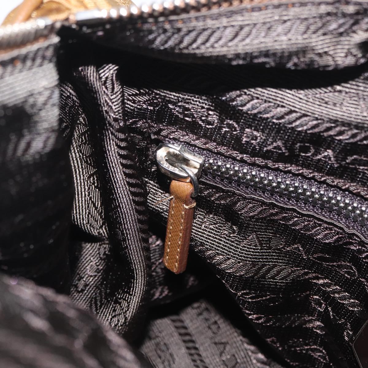 PRADA Shoulder Bag Nylon Brown Silver Auth 213150A