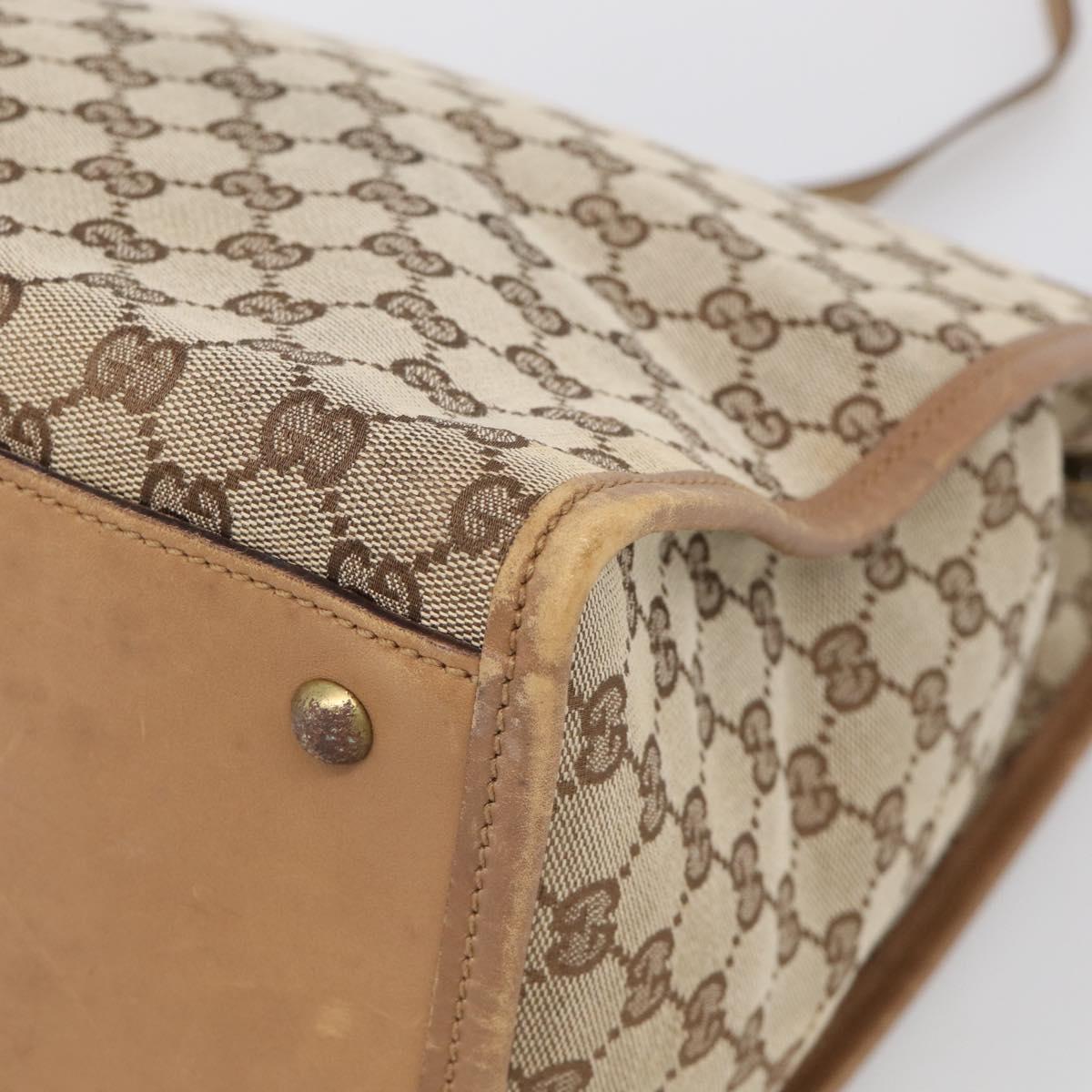 GUCCI GG Canvas Shoulder Bag Beige Gold 109101 Auth 213151