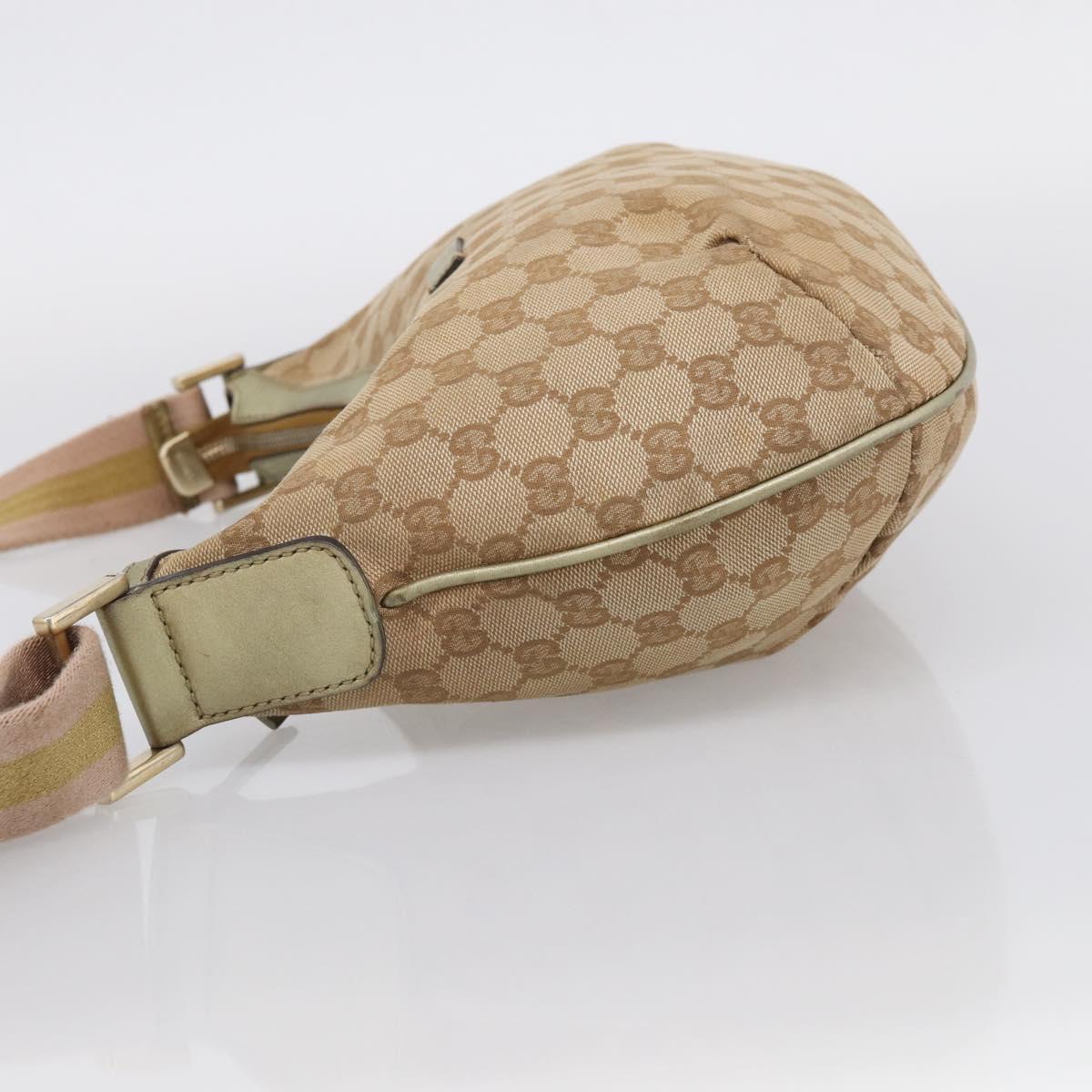 GUCCI GG Canvas Sherry Line Shoulder Bag Gold Beige 181092 Auth 213153A