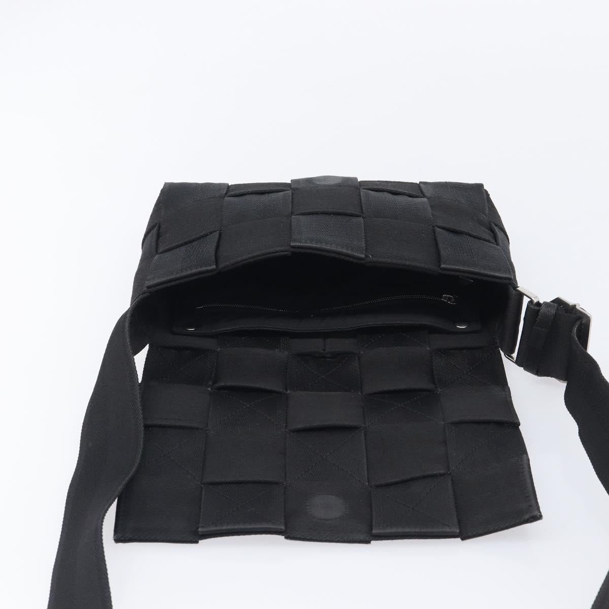 Bottega Veneta MAXI INTRECCIATO Shoulder Bag Canvas Black Silver Auth 213154V