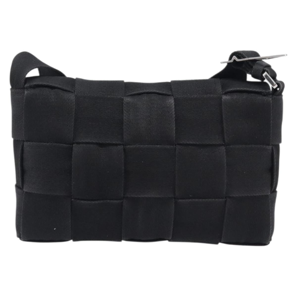 Bottega Veneta MAXI INTRECCIATO Shoulder Bag Canvas Black Silver Auth 213154V