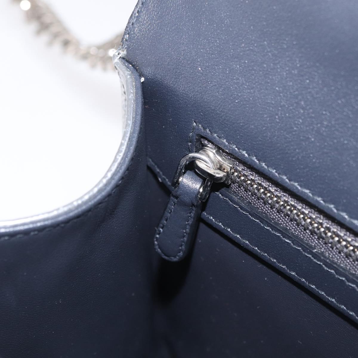 Christian Dior Diorama Chain Shoulder Bag Patent leather Silver Auth 213155V
